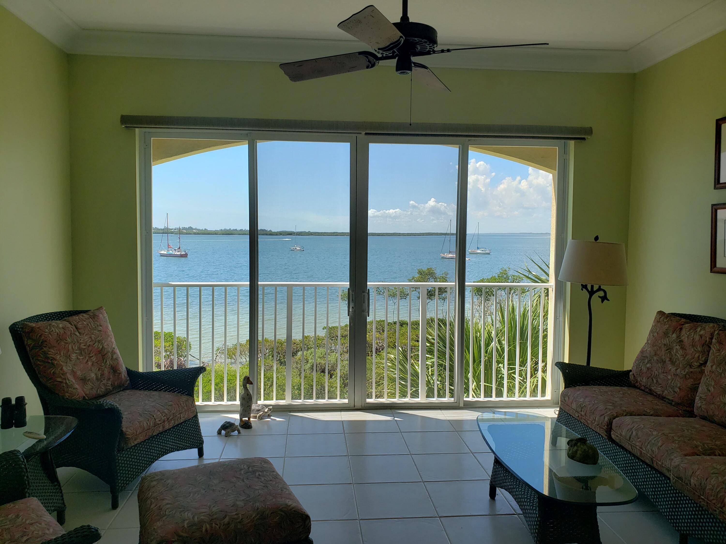 This beautiful third floor condo boasts views for miles of the Indian River Lagoon and intracoastal waterway !