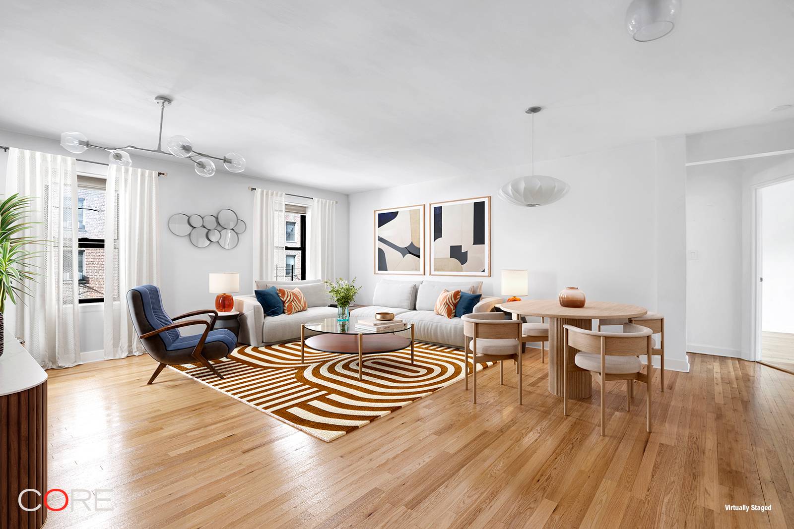 Spanning both east and west exposures, this massive recently renovated residence offers an extra spacious living room, two gracious bedrooms, ample closets, a subway tile bath, a windowed double galley ...