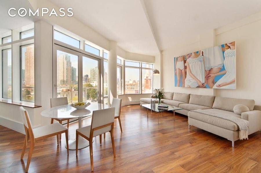 NO FEE. TWO YEAR LEASE. Stunning triple exposure 2 bedroom 2 bath apartment with two superb private terraces, featuring 11'2 ceilings, high end finishes, solid walnut flooring, floor to ceiling ...