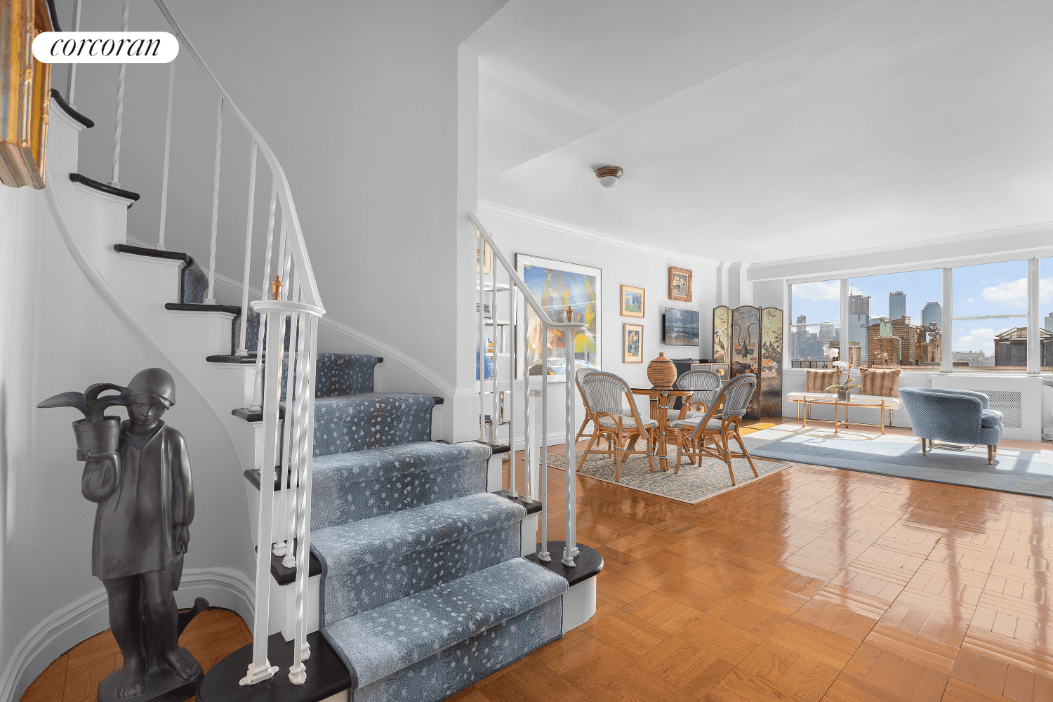 Experience the allure of Beekman Place with this expansive one bedroom duplex boasting two full baths, nestled within a tranquil cul de sac in the east 50s, overlooking the East ...