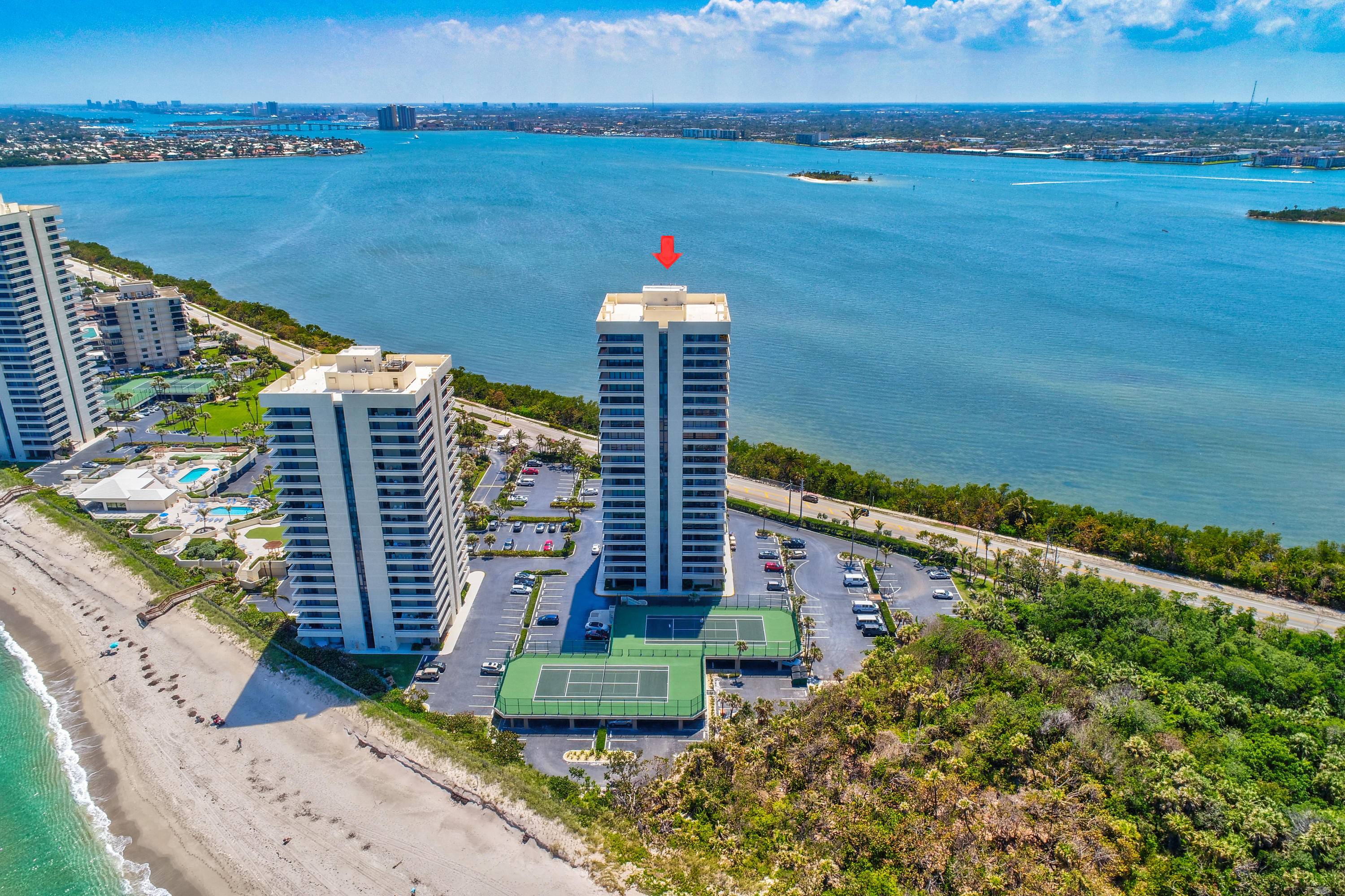 THIS 2ND FLOOR UNIT OFFERS VIEWS OF OCEAN AND INTERCOSTAL WATERWAYS FROM YOUR 57 FOOT WRAP AROUND BALCONY.