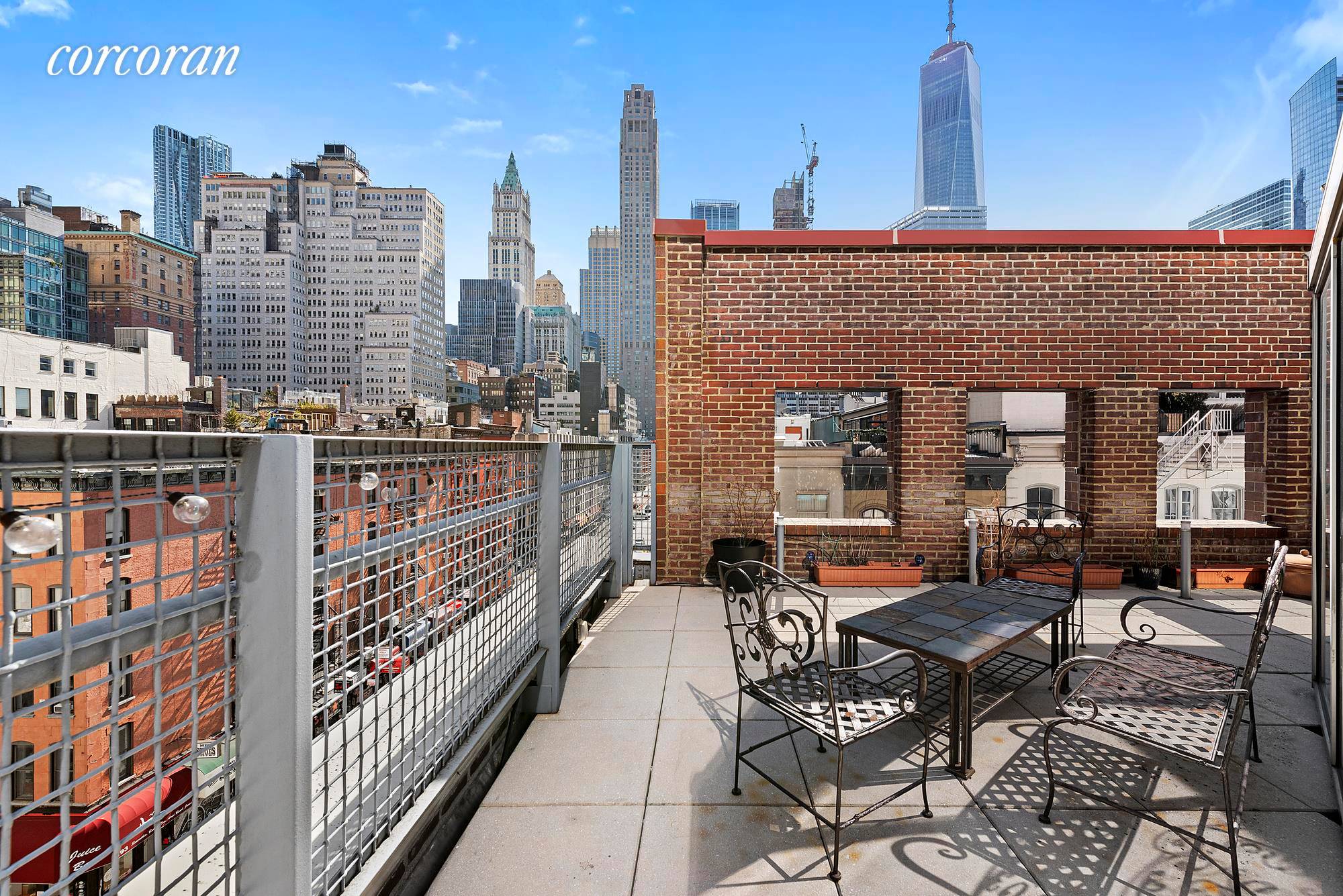Featuring two of the most remarkable terraces in the city, this three bedroom, two and a half bathroom penthouse duplex is an unrivaled Tribeca sanctuary in a contemporary condominium building.