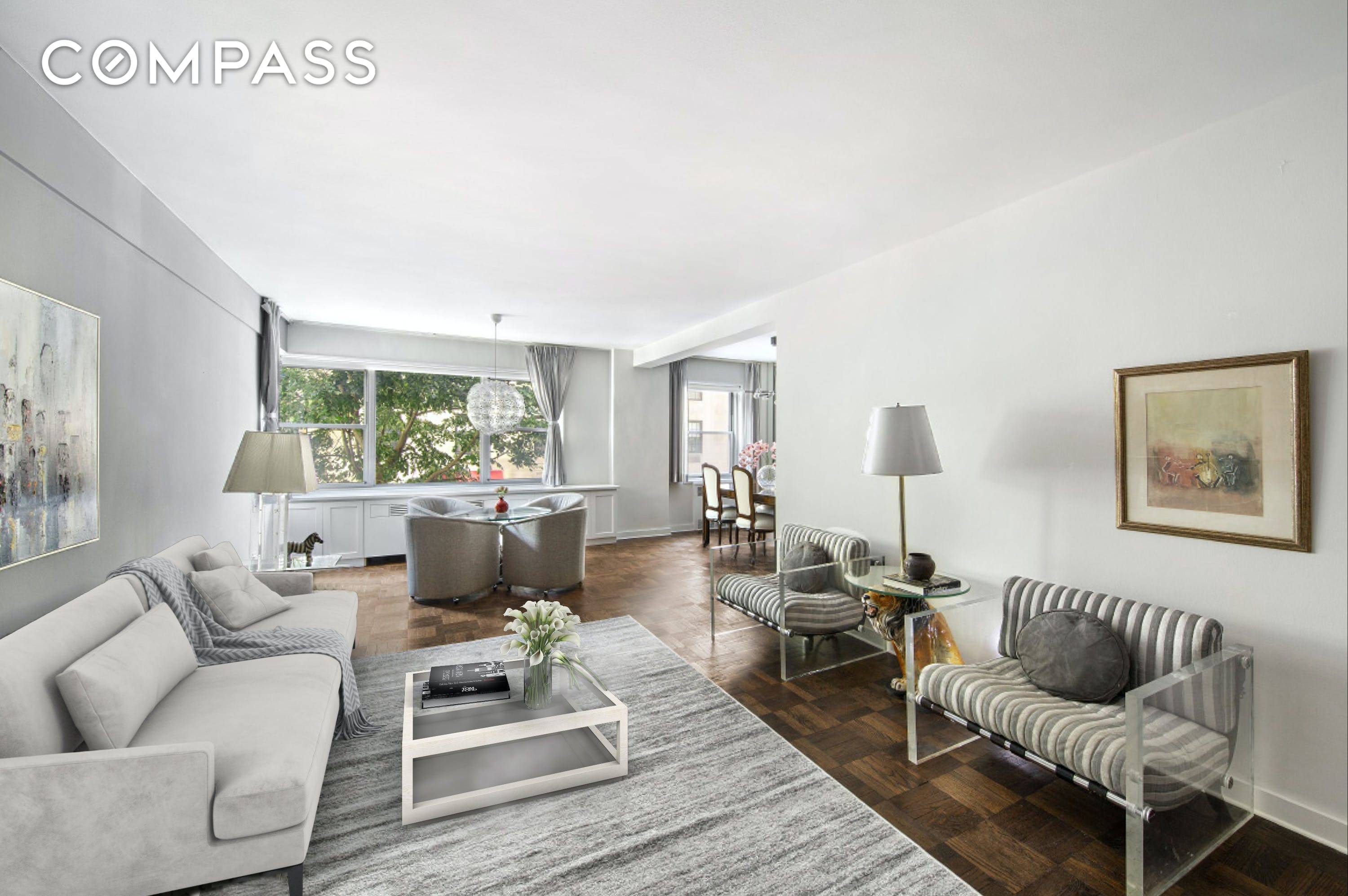 This beautifully renovated expansive 1 bedroom, 1 bathroom home with charming treetop views is now available in one of lower Fifth Avenue s most coveted buildings, The Brevoort.