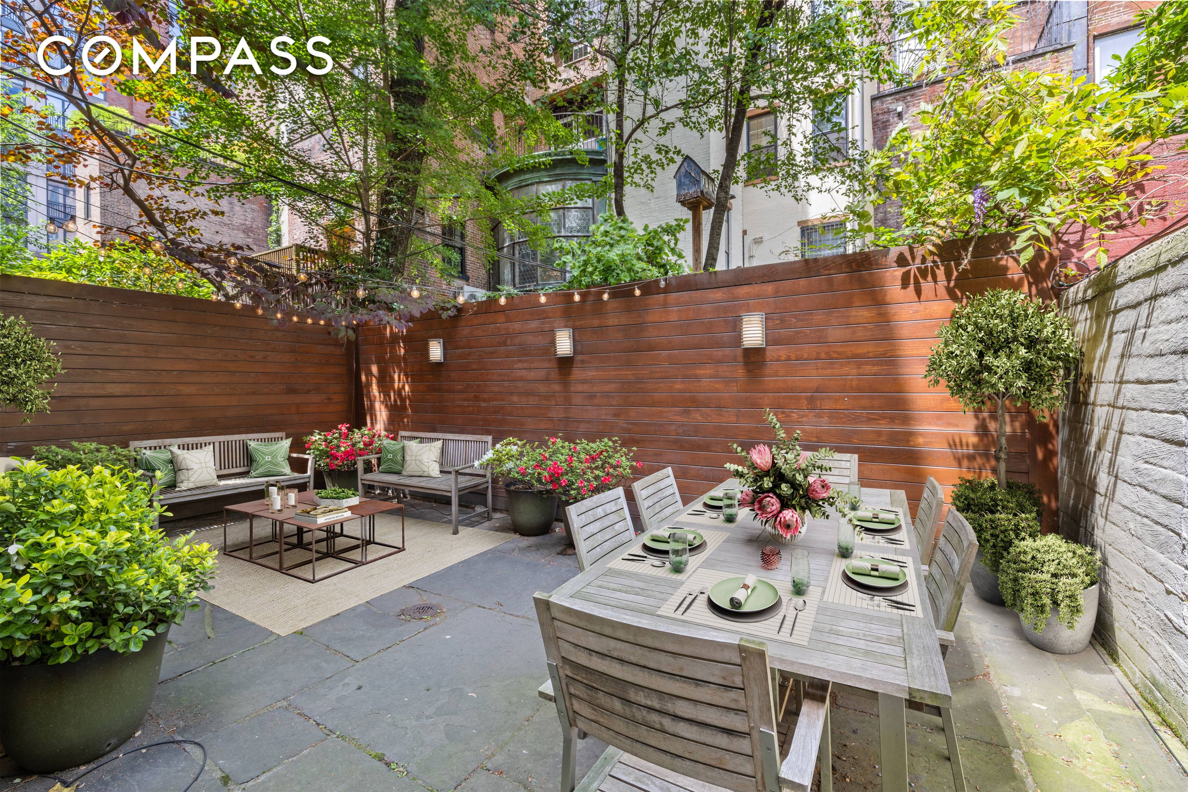 Beautifully renovated two bedroom, two bathroom garden apartment with over 550 sq ft of private outdoor space and two fireplaces.