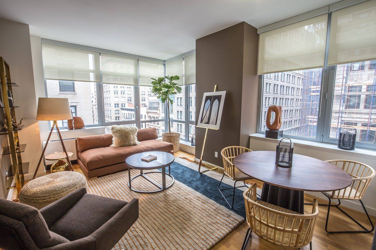 Sun drenched sprawling 2 bedroom with floor ceiling corner living room windows, a bonus flex space perfect for a dedicated home office or dining are and an in unit washer ...