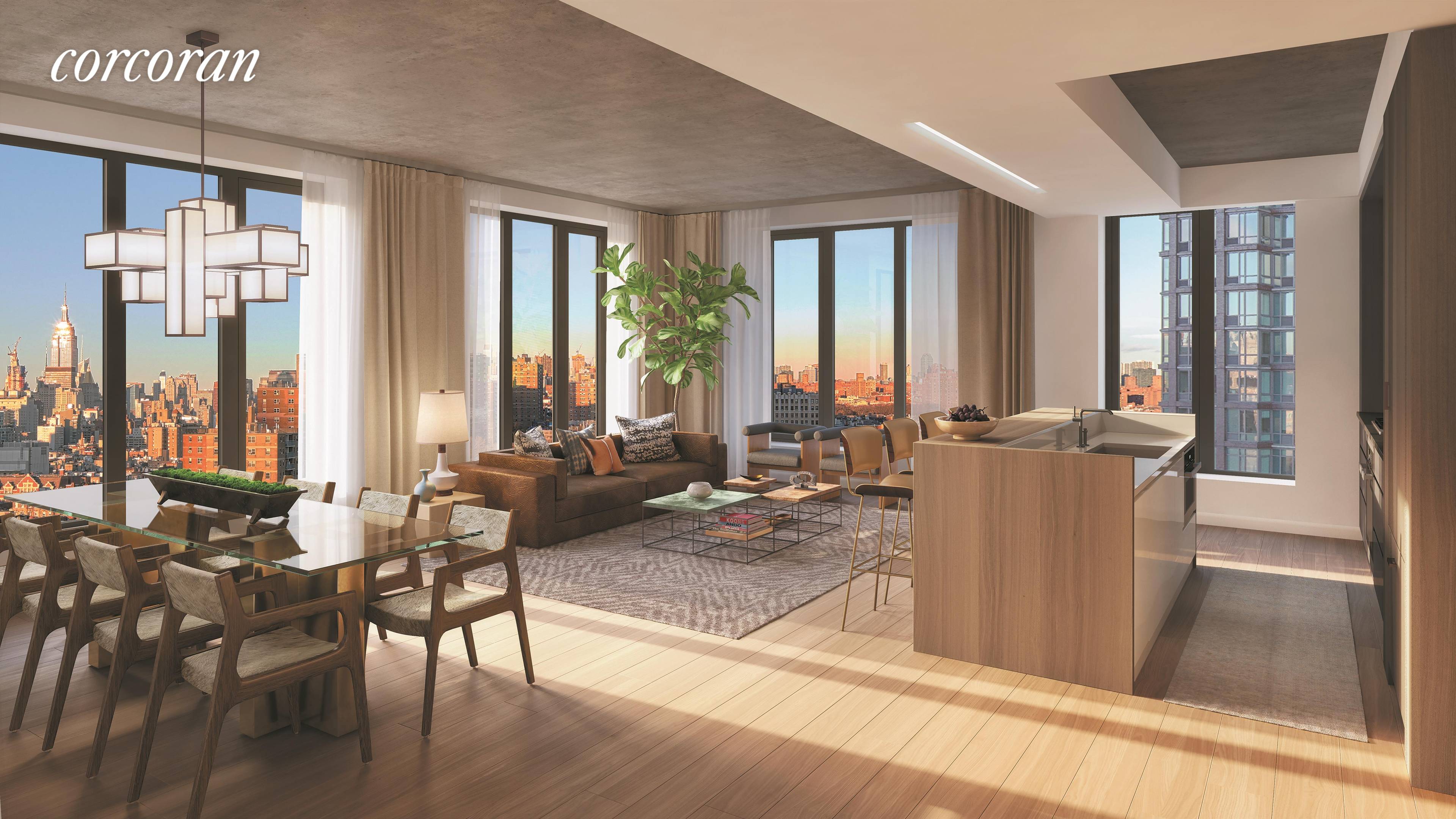 IMMEDIATE OCCUPANCY Residence 5K is a sunny, 753 square foot one bedroom with one full bath that faces west through oversized casement windows surrounded in bronze, spilling sunlight onto white ...