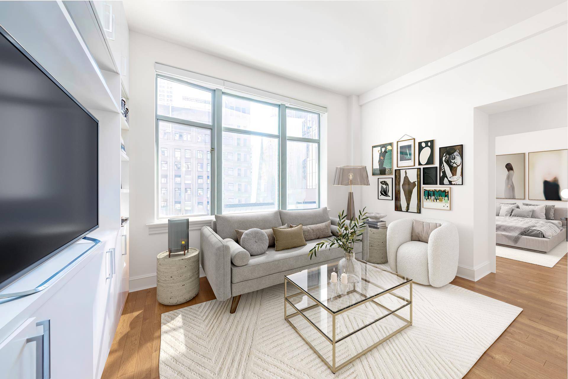 This triple mint loft like one bedroom has soaring 11 ft ceilings, double paned oversized walls windows facing East, central heat and air conditioning, and pine hardwood floors throughout.