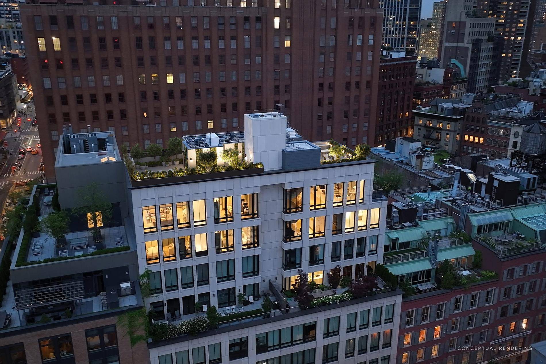 24 Leonard Street PH9 presents a luxurious 100 wide triplex penthouse in the heart of Tribeca.