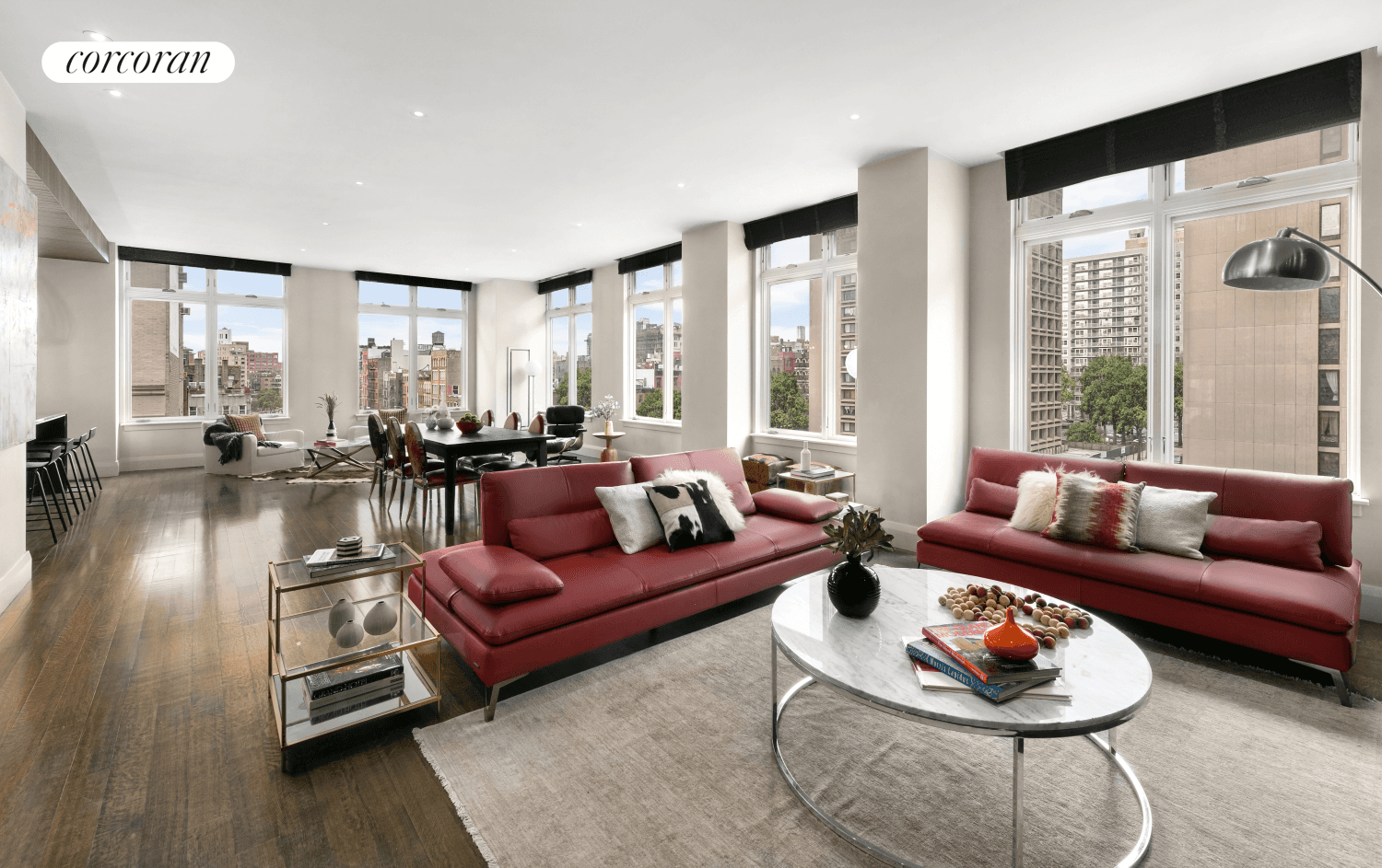 Located in one of SoHo's Premier 24 hour doorman condominiums, unit 5A at 160 Wooster Street is a dramatic corner loft fully re imagined by renowned interior designer, Shamir Shah.