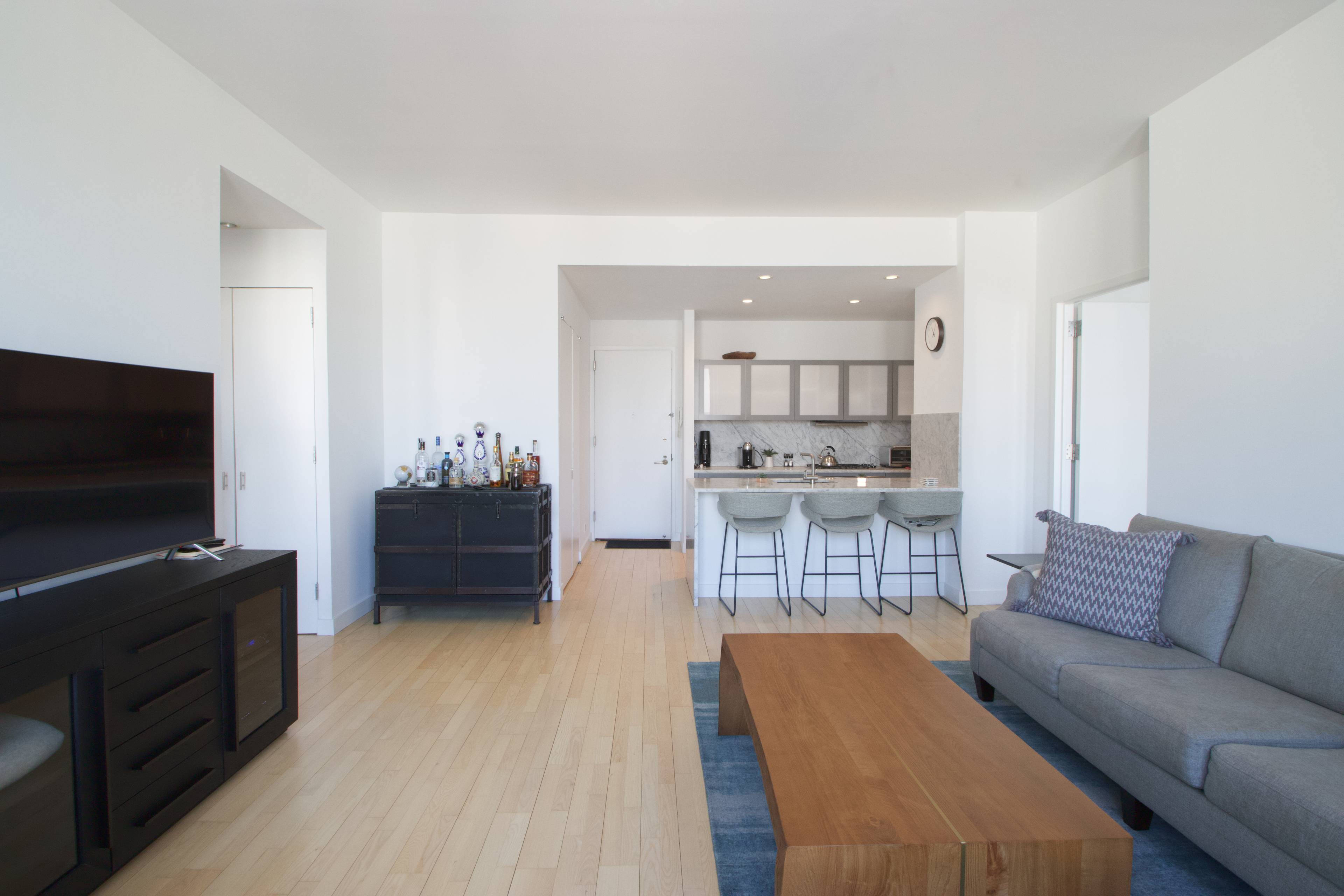 Perfectly situated at the intersection of Soho and Nolita, this west facing, split two bedroom, two bathroom home features an open kitchen with marble countertops, Bosch and Thermador appliances, washer ...
