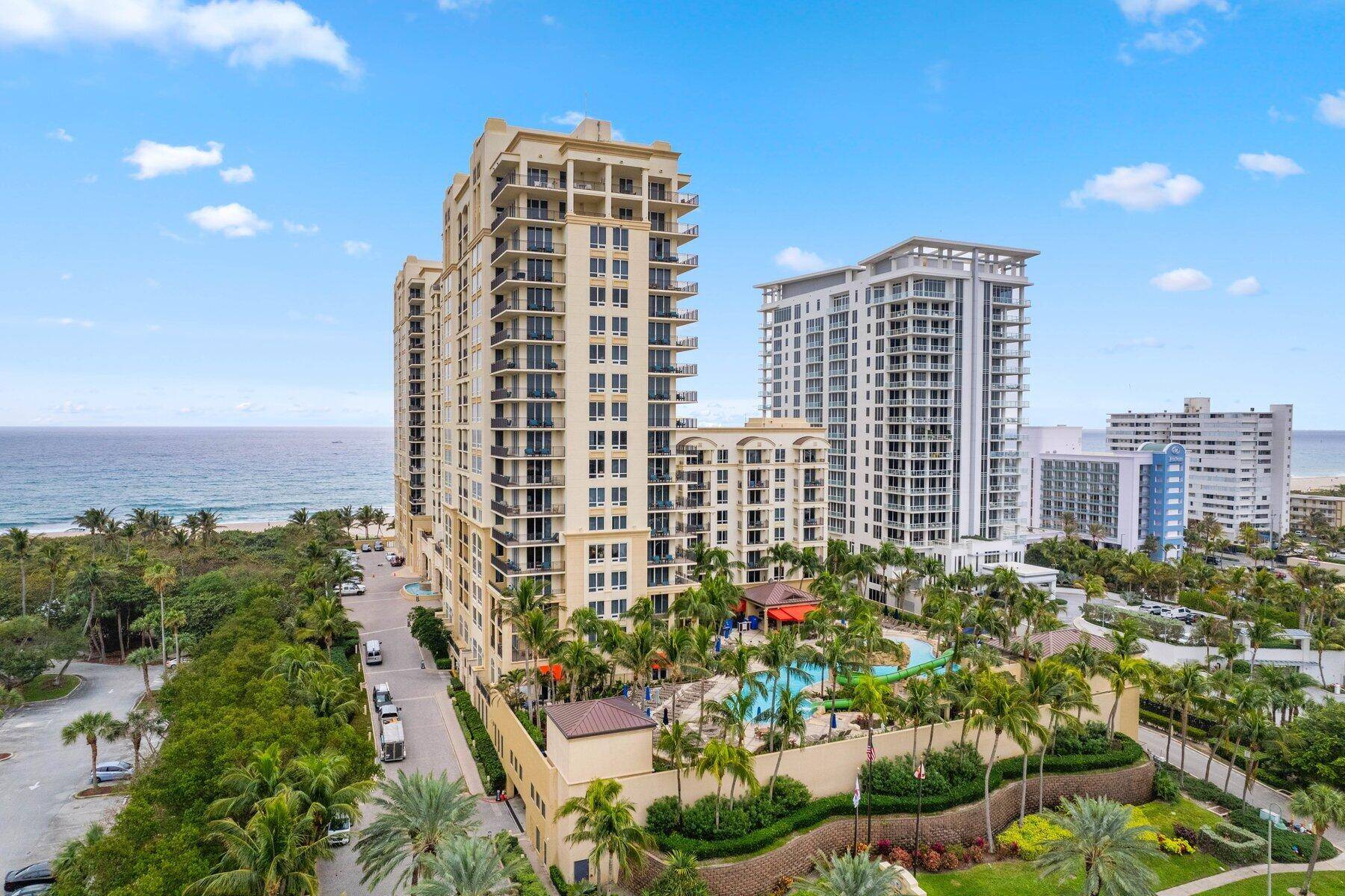 Panoramic and unobstructed views from the ocean, over the beach park to the Intracoastal await you when entering.