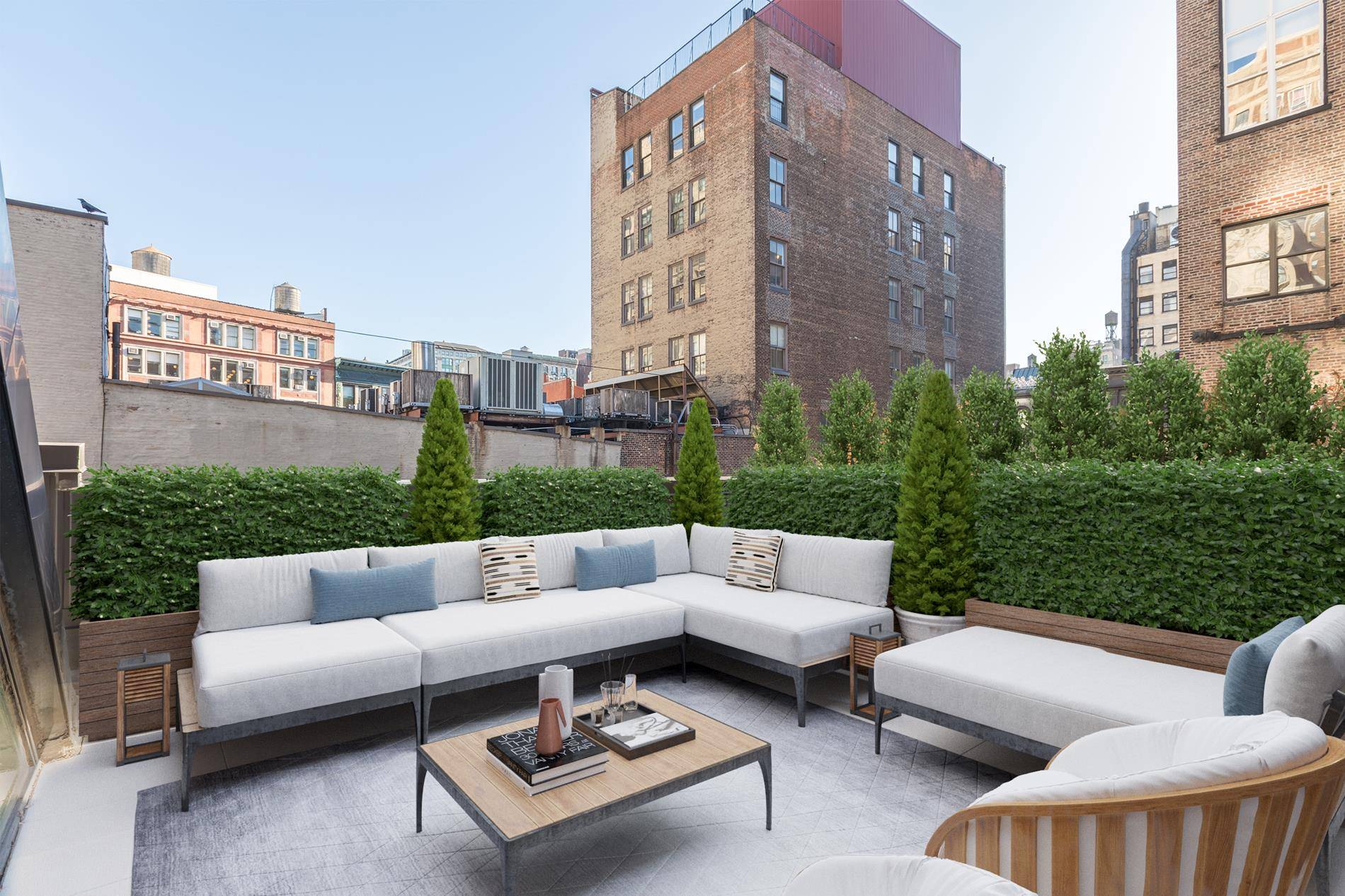 Sun Filled Duplex Penthouse Loft on a prime Fifth Avenue block in Flatiron District with a private roof garden.
