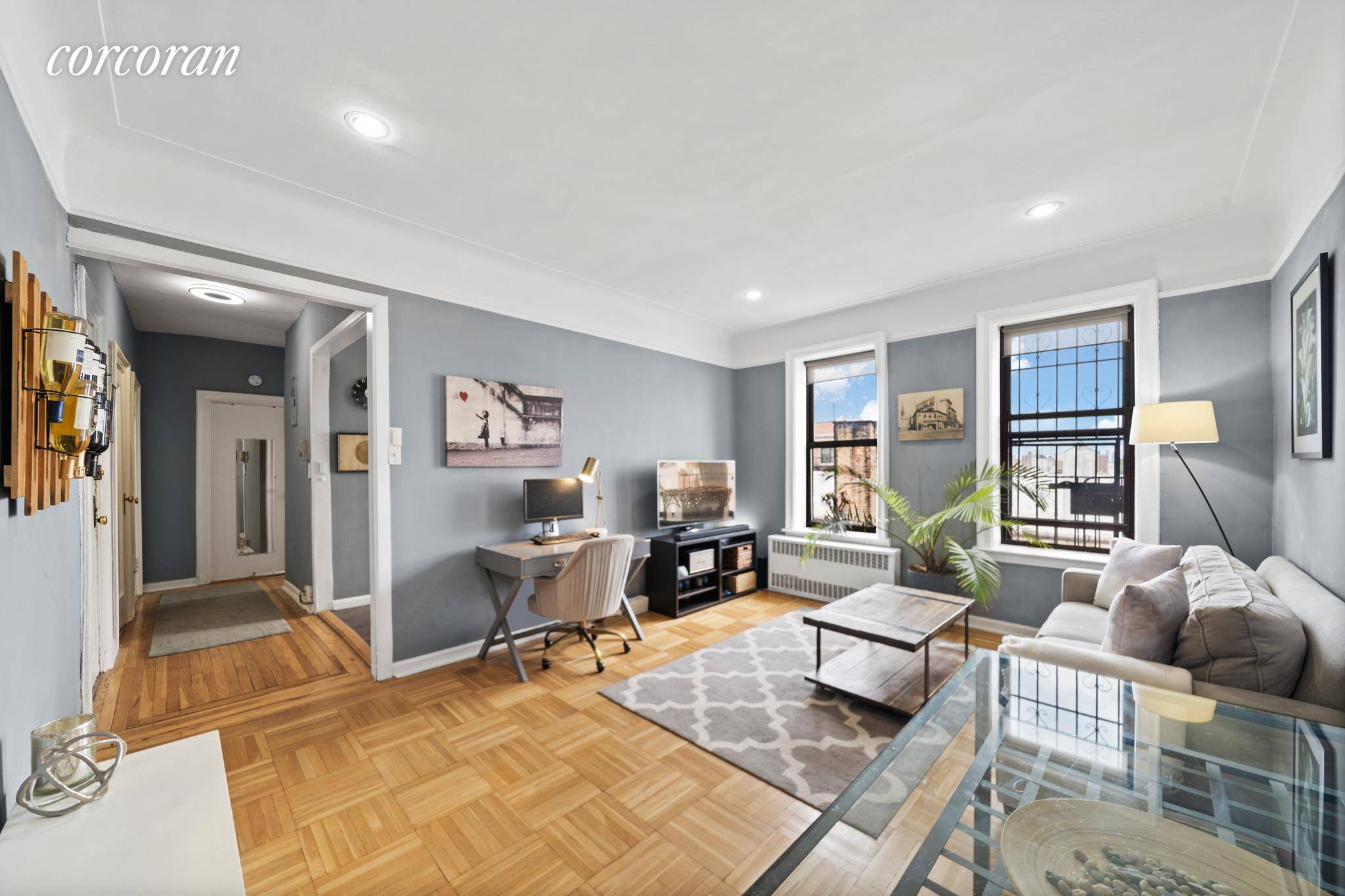 Pre warm charm meets present day necessities in this sun soaked Prospect Heights one bedroom.