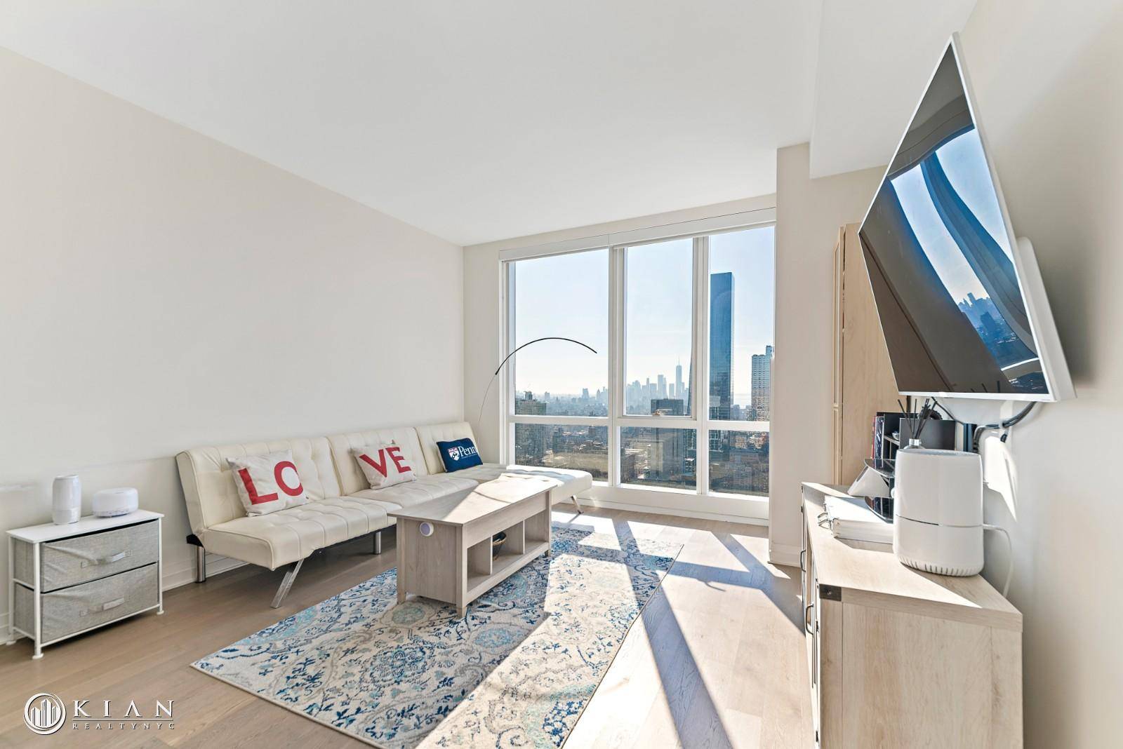 Highly perched on the 51th floor of Manhattan View at 460 West 42nd Street, this gorgeous one Bedroom one Bathroom unit features dramatic southern panoramic river and city views displaying ...