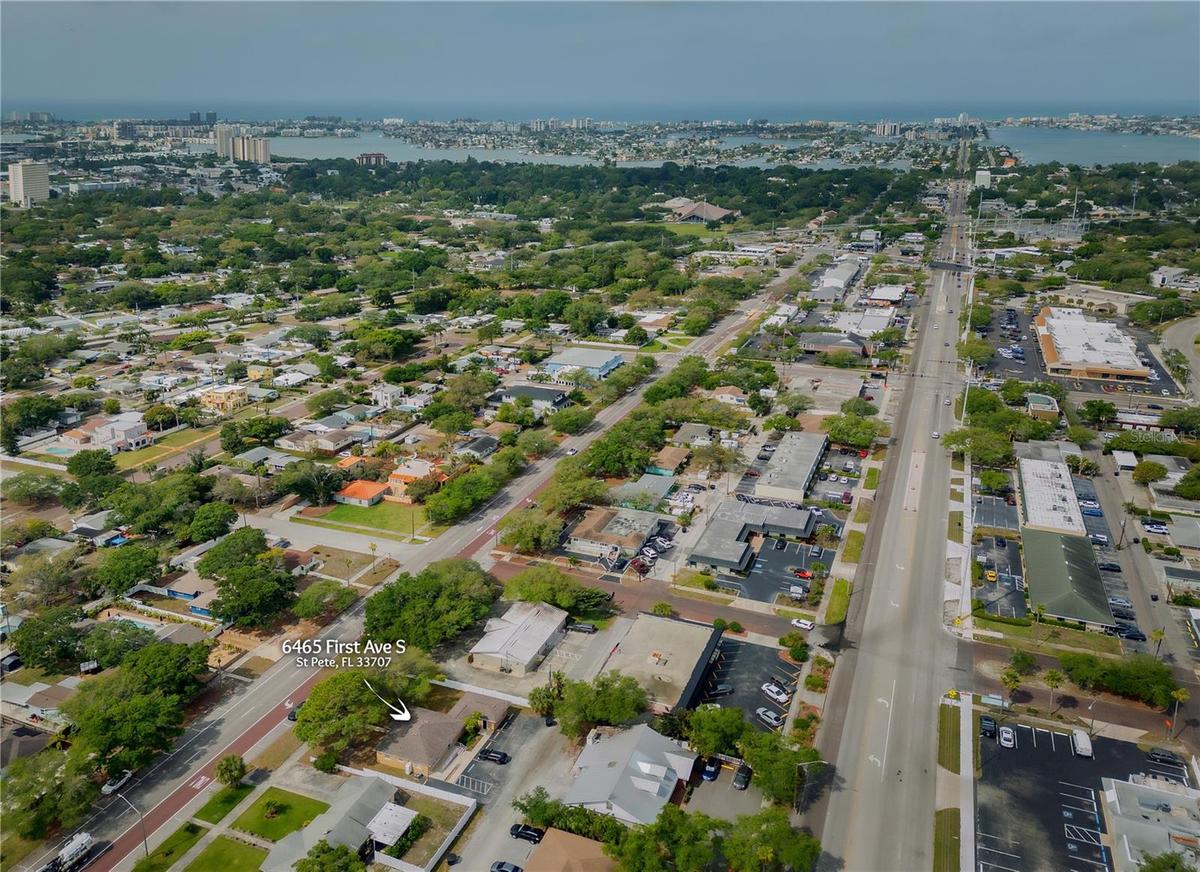 Centrally located between the beach (Central Ave causeway to Treasure Island pictured) and downtown St. Pete. Prime visibility on high traffic road.