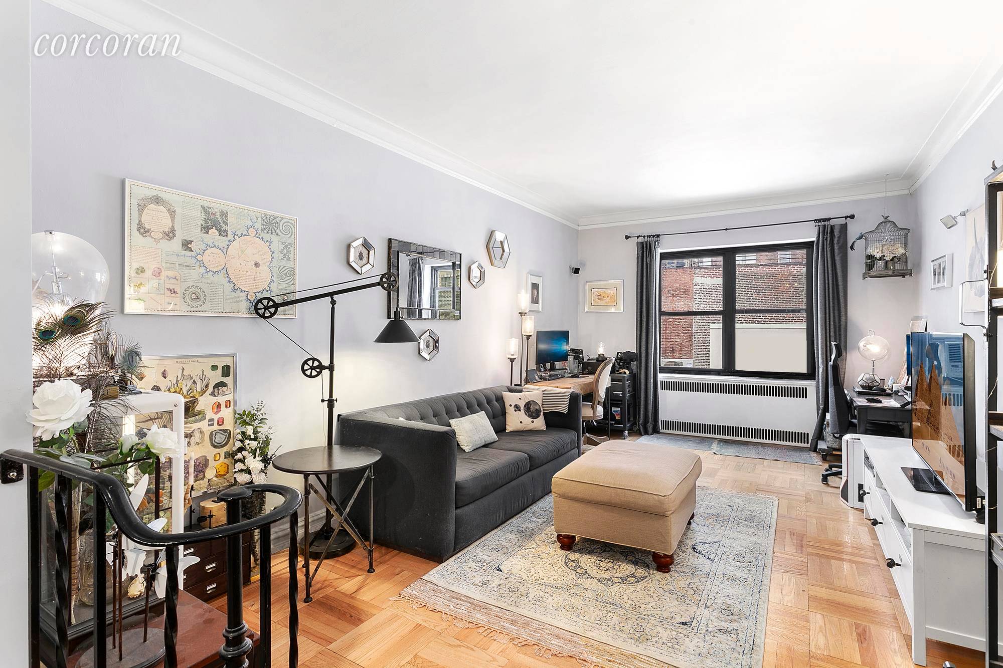 Located at 303 East 37th Street, an intimate cooperative building, this sprawling 800 s f one bedroom and one bathroom home is bursting with pre war charm.