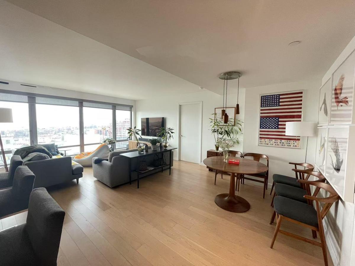 Living room with wood finished floors