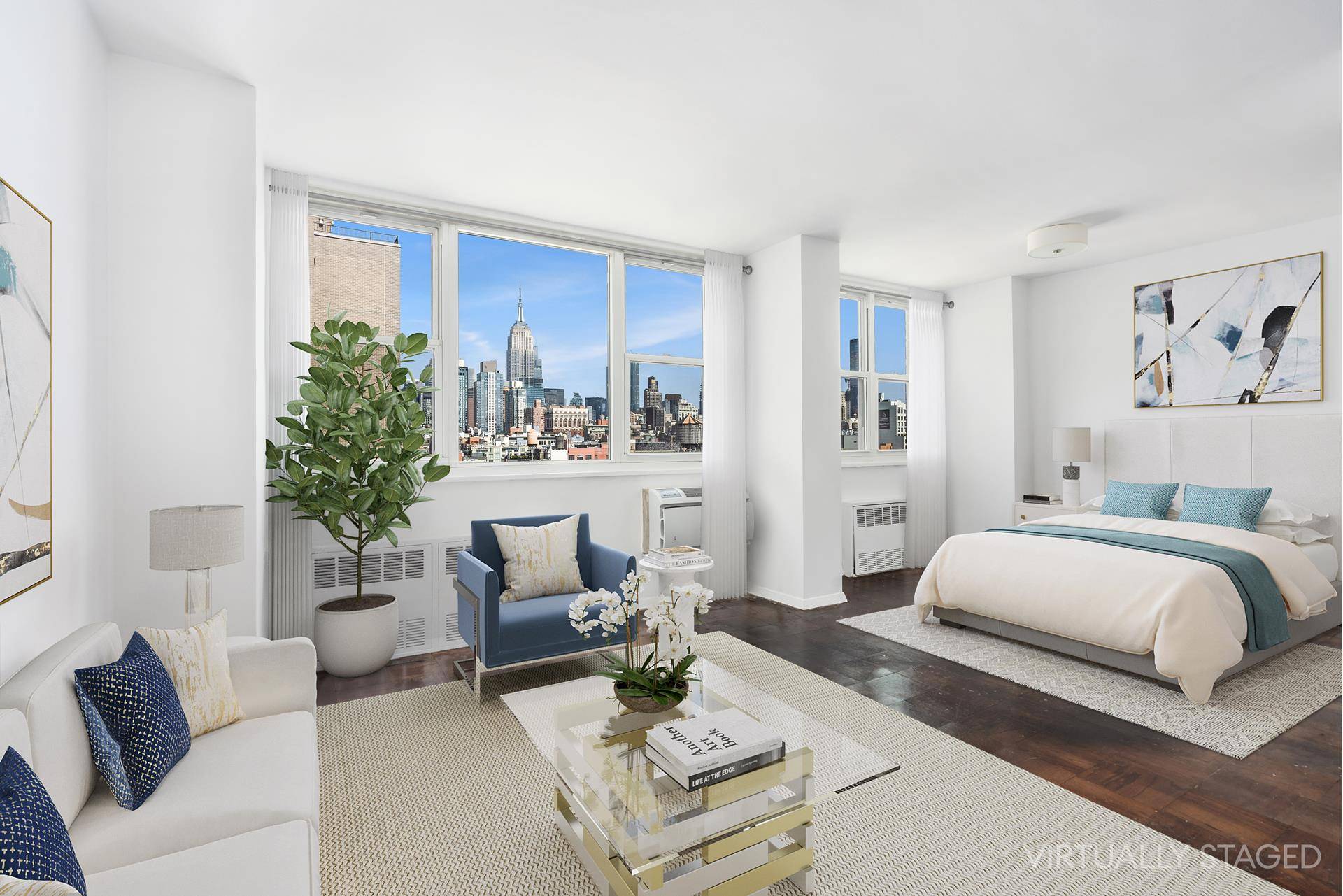 VIEWS VIEWS VIEWS ! Incredible opportunity to own a high floor, oversized alcove studio with spectacular open views over Chelsea to the Empire State and Chrysler Buildings.