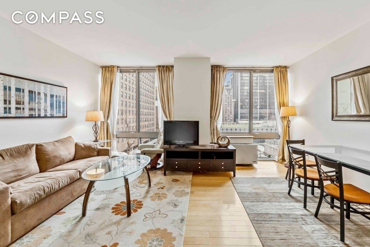 COLLECT YOUR OWN FEE ! Beautifully furnished one bedroom apartment in a luxury building located two blocks from Columbus Circle and Central Park.