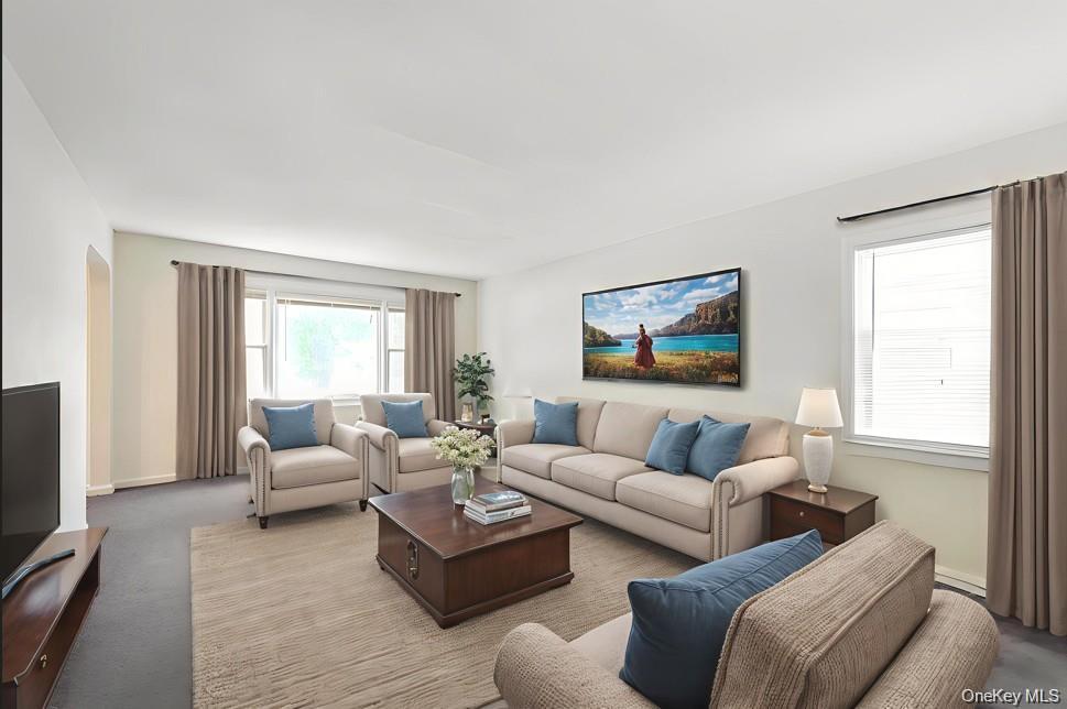 Living room featuring carpet