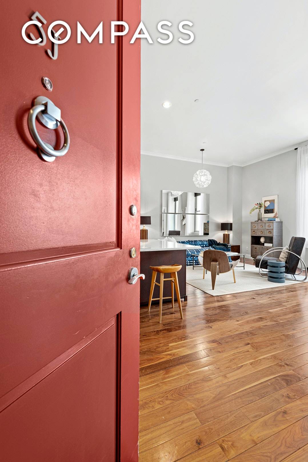 Spanning over 1, 000 square feet with soaring 13 foot ceilings, apartment 5J is a beautiful one bedroom loft with one and a half bathrooms.