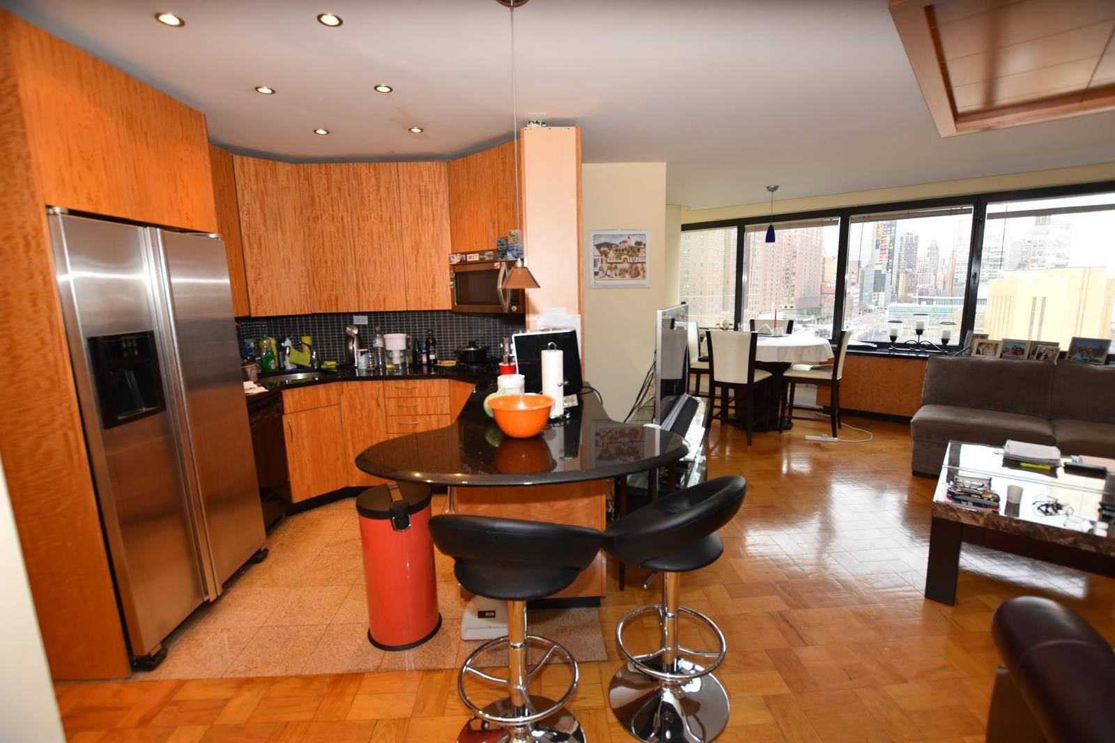 Large two bedrooms, two baths with Washed Drier, renovated kitchen, large closets including walking closet, City and East River views.