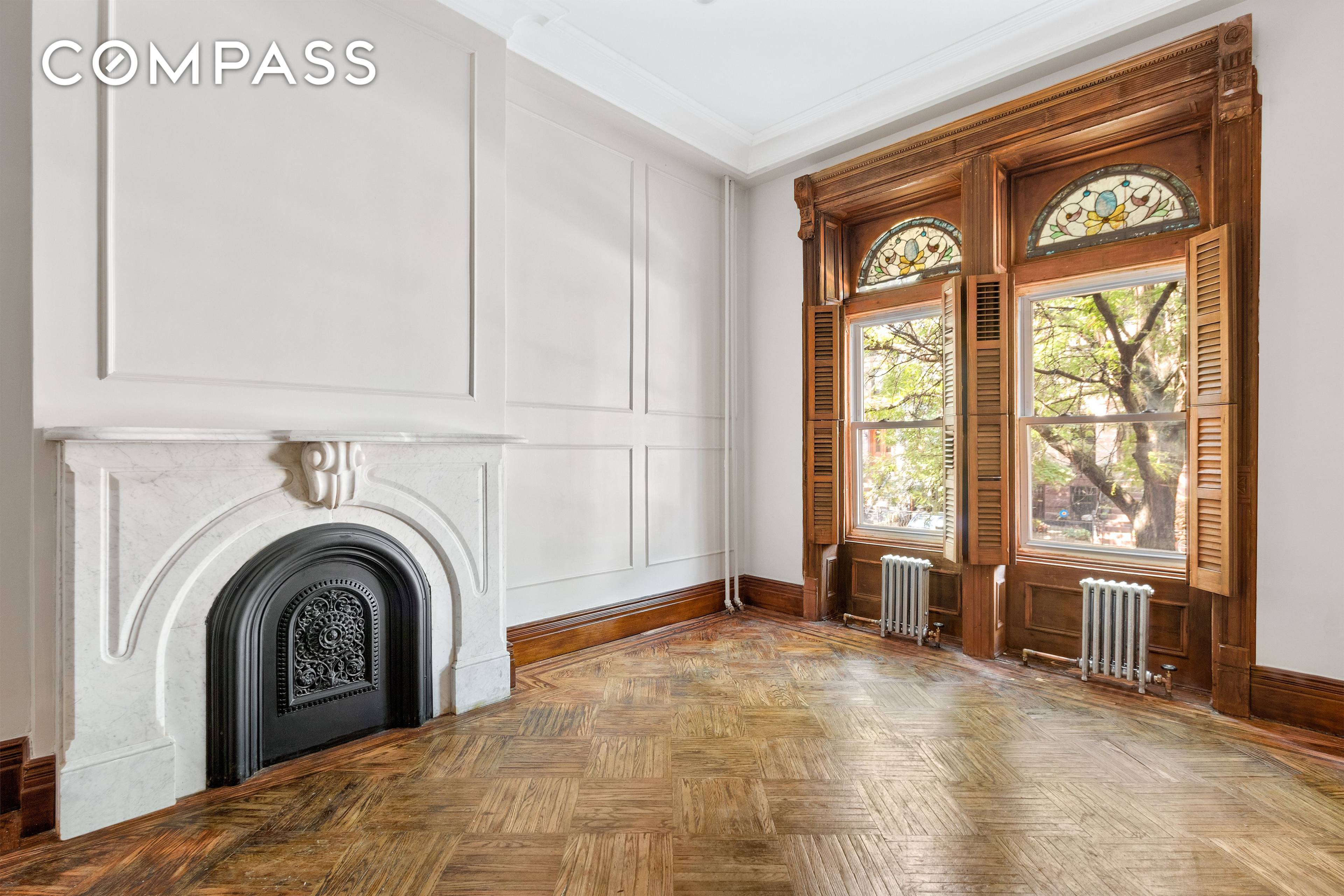 Renovated in a historic brownstone with pre war details preserved and restored.