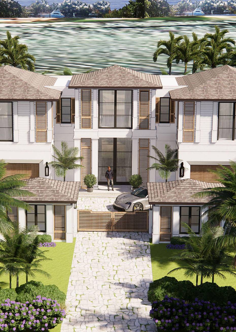 New Tropical Island inspired Intracoastal estate sited on 50 ft of waterfrontage on prestigious Fifth Avenue Estates ''Mansion Row'' by award winning Affinity Architects and master builder National Custom Homes.