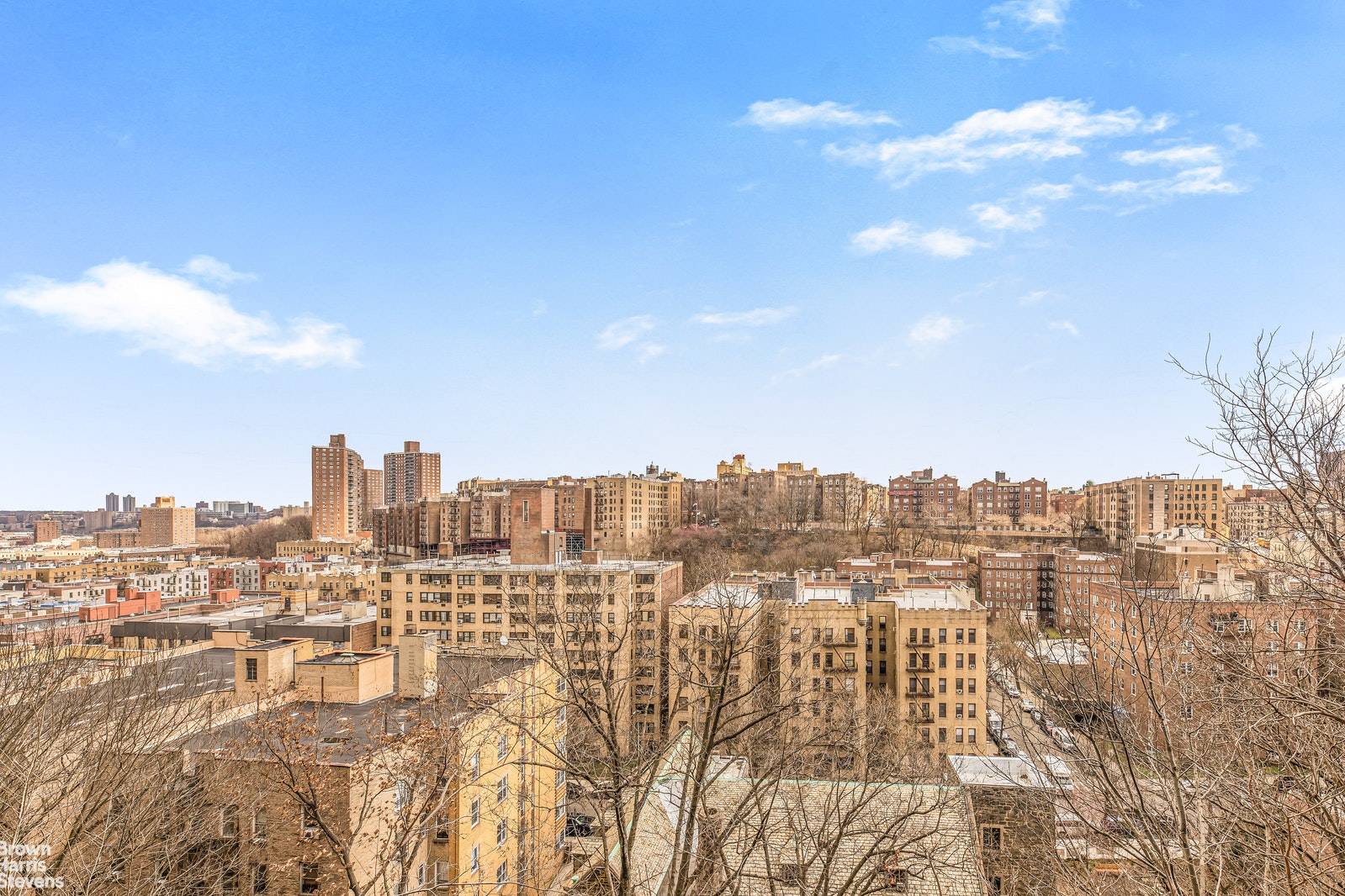This apartment sits way a top Fort Tryon Hill and has beautiful east and north city views.