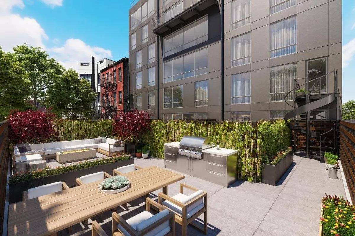 Prime two bedroom, two bathroom home with a huge 834 square foot private backyard terrace including a grill and private balcony in Williamsburg's UnionBK.