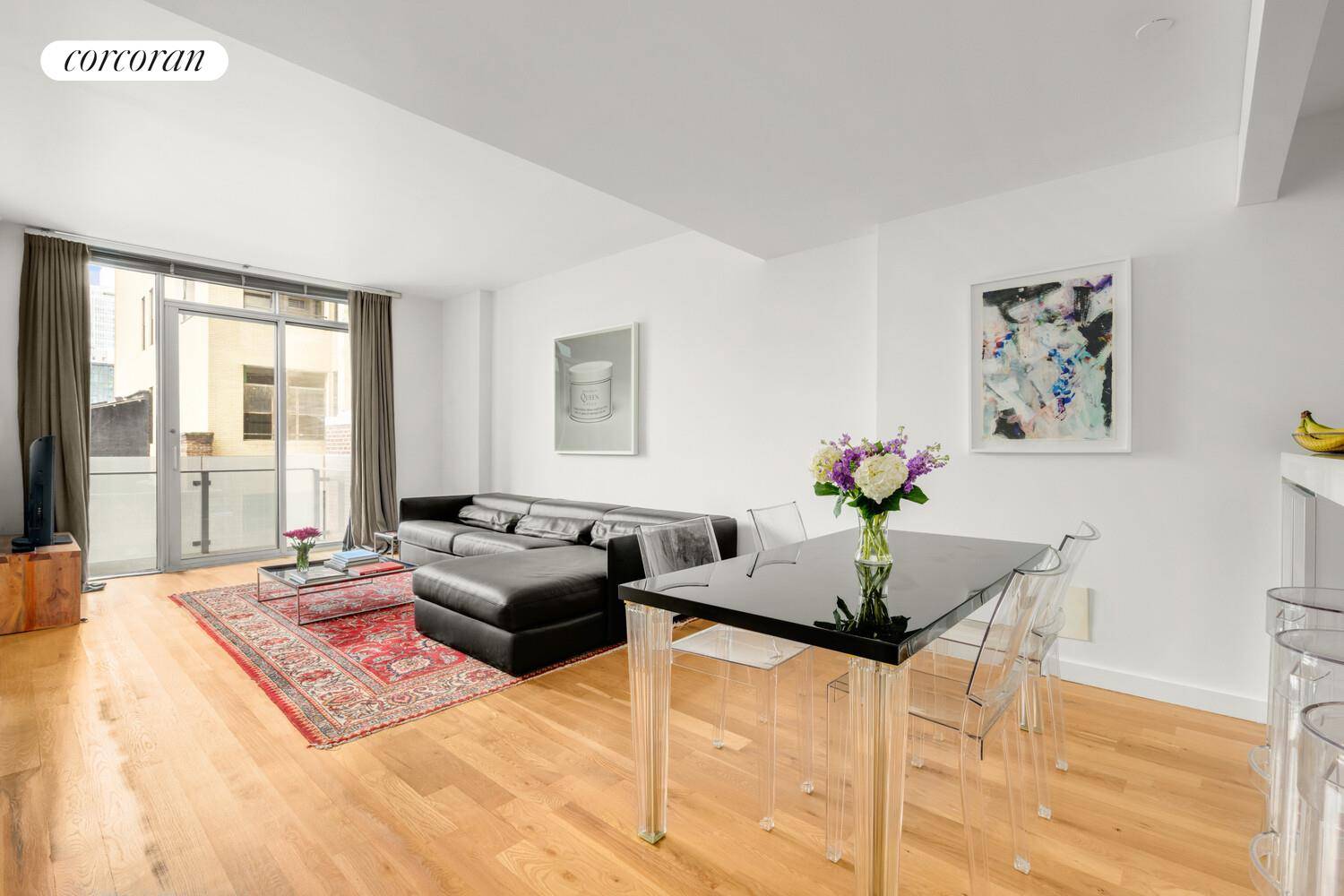 Residence 8D at 50 Franklin Street is a sophisticated two bedroom, two bathroom home offering a spacious, open concept layout designed for modern living.