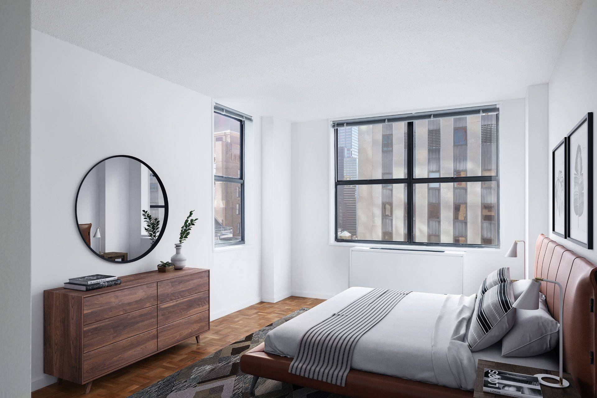 Great studio apartment with quintessential NYC views across Broadway.