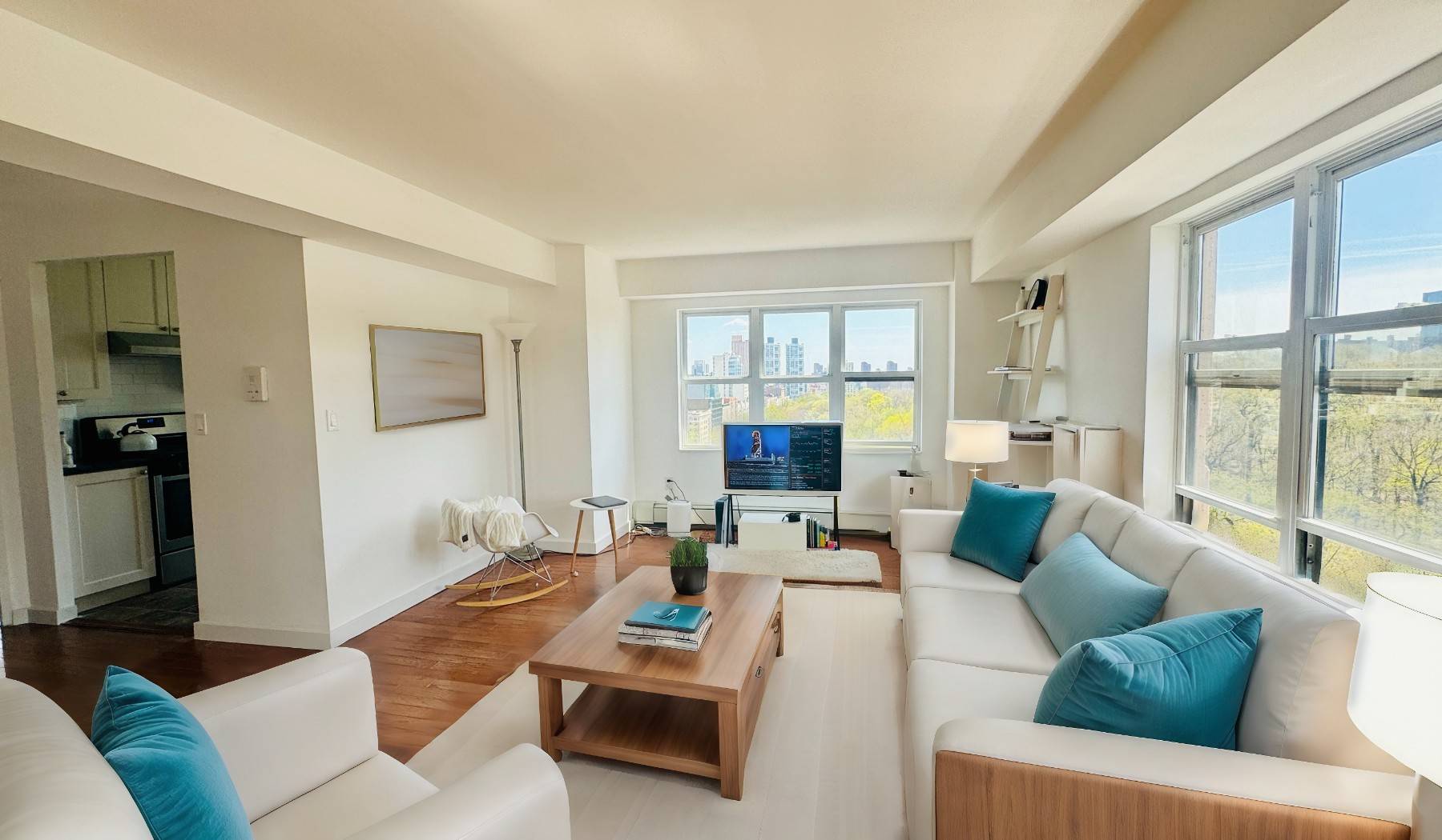 Perched on the Northwest corner of Central Park, this delightful 1BR apartment offers breathtaking views of Central Park and surrounding greenery.