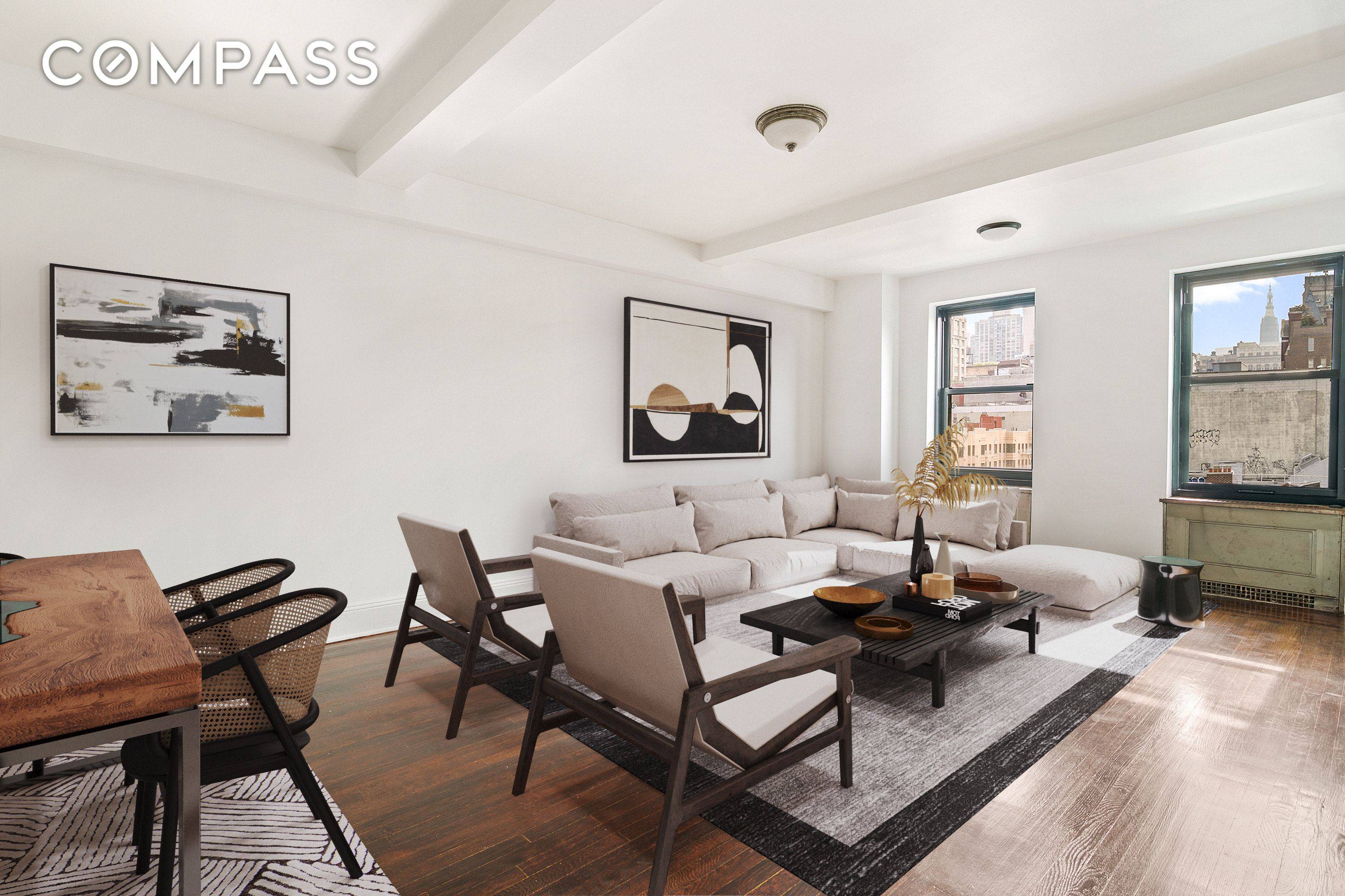 This spacious, light filled one bedroom, one bathroom co op is situated on the 8th floor of a prewar Emery Roth classic, offering breathtaking views of the city skyline.