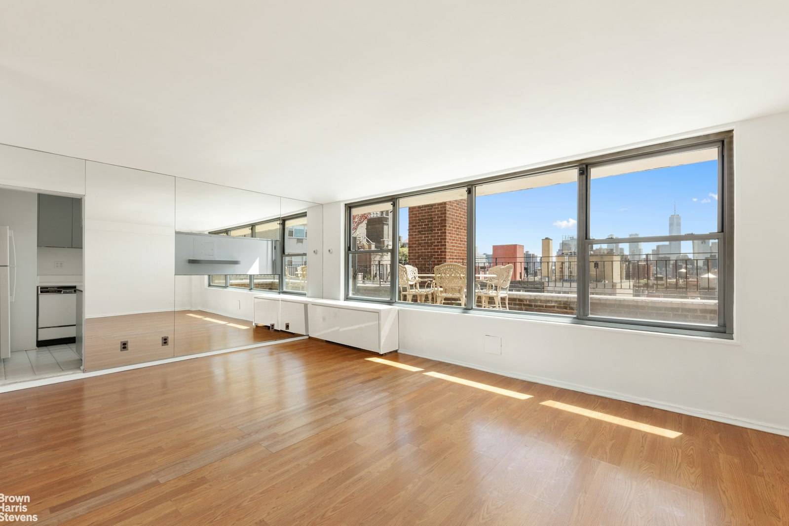Bring your architect and creative design vision to this rare, sun drenched, high floor corner penthouse located in a full service 24 hour doorman condominium in prime Greenwich Village.