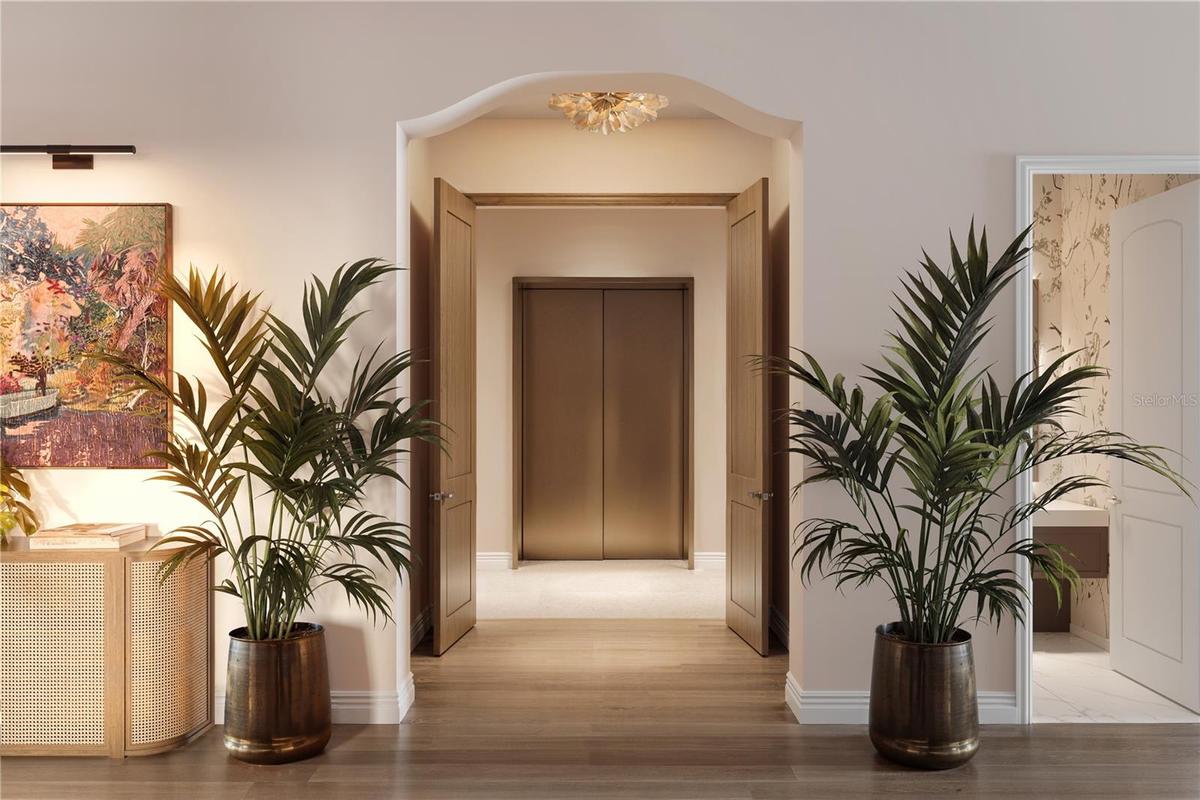 Private elevator lobby access to each residence. Renderings and plans are conceptual and provided for illustrative purposes only, with final design,