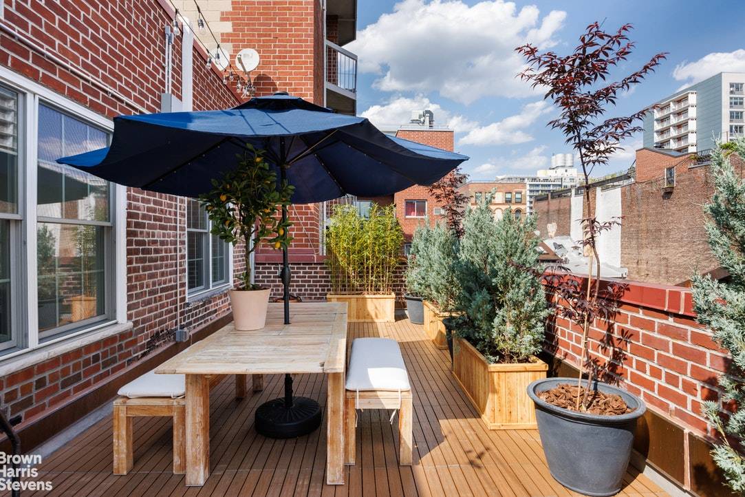 Renovated to perfection inside and out the quintessential Greenwich Village penthouse with stunning, sun filled living space coupled with a jaw dropping 12 foot by 48 foot private landscaped terrace ...