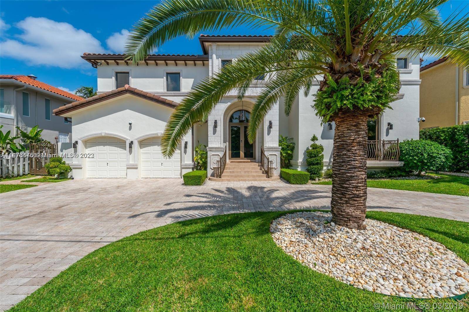 Timeless Luxury Mediterranean Residence located in the exclusive Eastern Shores neighborhood is tastefully furnished by Restoration Hardware, Features a dramatic facade and ceiling height lobby, elegant formal dining room small ...