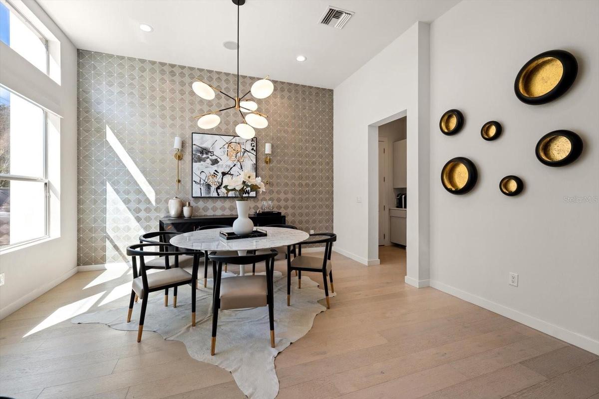 formal dining room view to kitchen