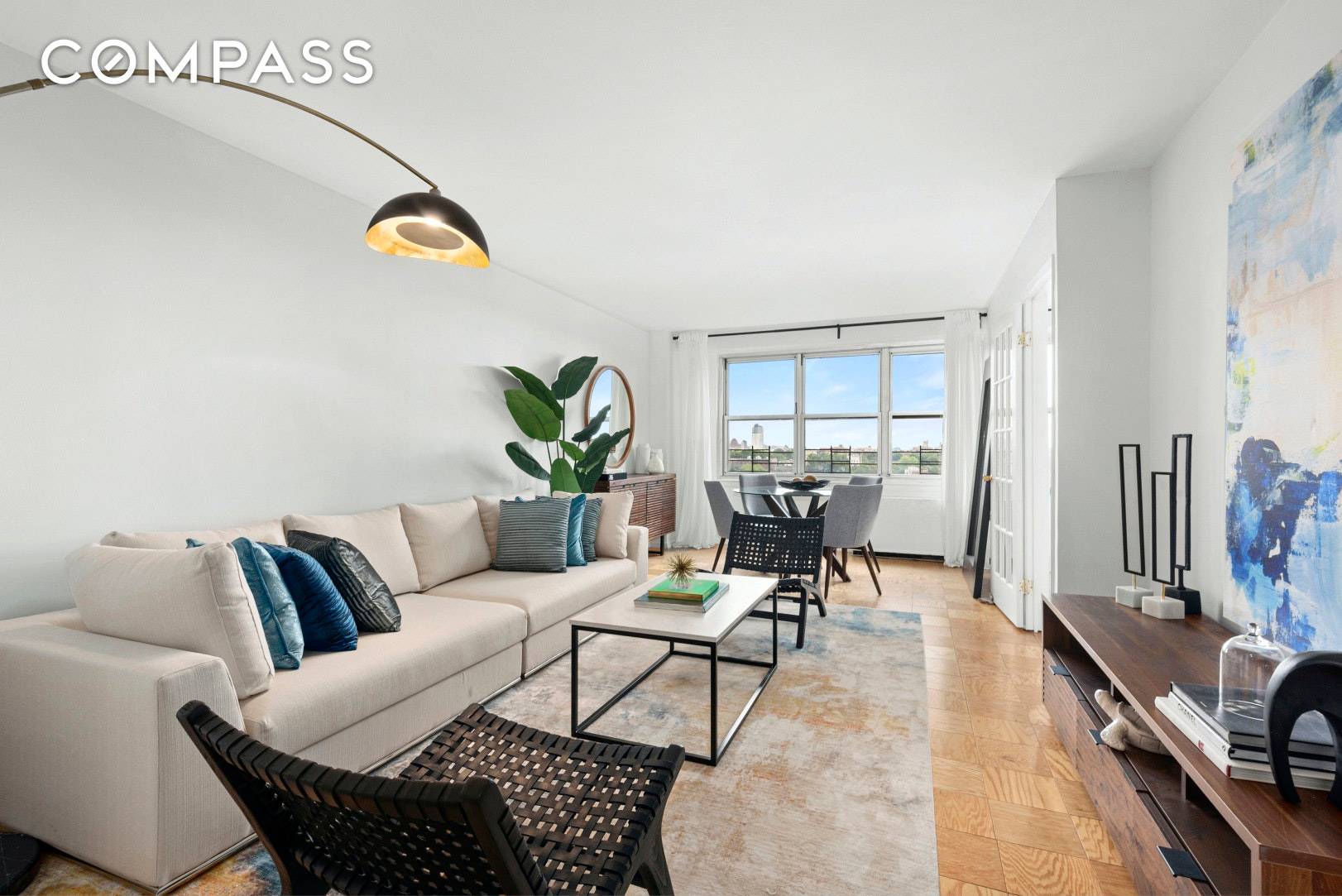 This pin drop quiet and light filled converted one bedroom apartment has views for miles in this mid century doorman building where Kensington meets Windsor Terrace.