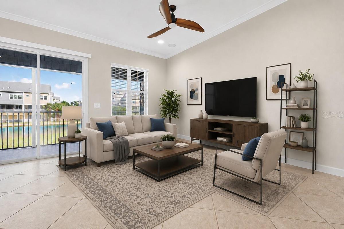 Virtually staged living room