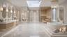 Spa-inspired first-floor bathroom featuring a steam and rainfall shower, custom-built sauna, and a sleek freestanding soaking tub