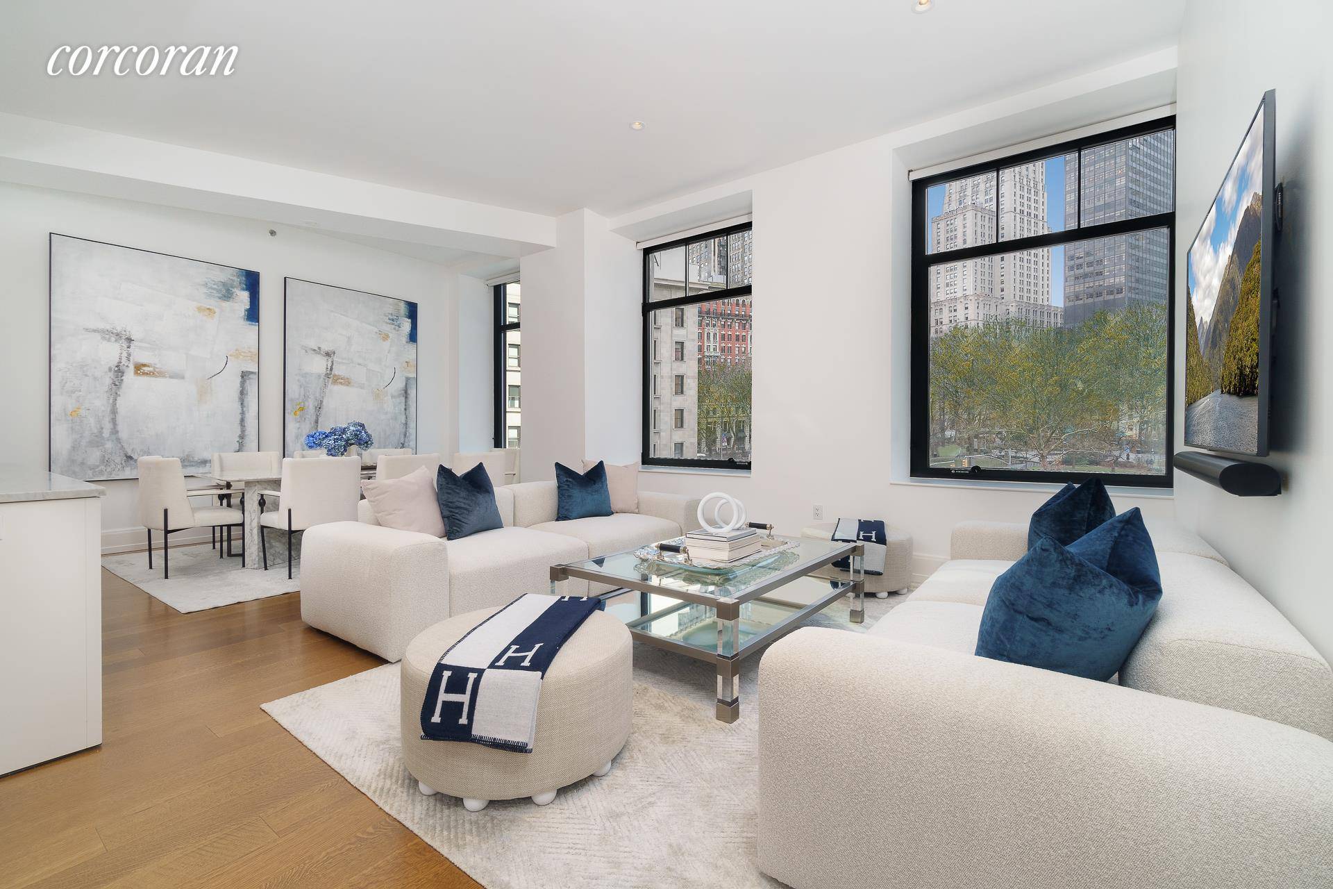 There are spectacular picturesque Madison Square Park views from every room of this luxurious three bedroom, three and a half bathroom home.