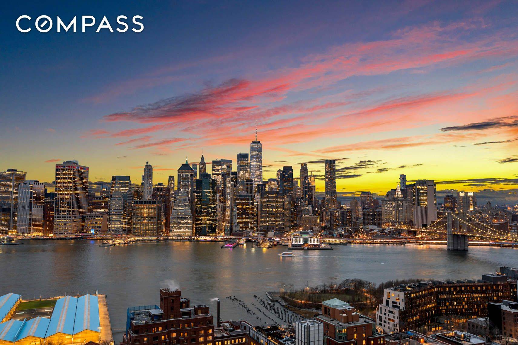 Stunning, jaw dropping and unobstructed views of the NY Harbor, Statue of Liberty, Governors Island, Downtown Manhattan, and the Brooklyn Bridge from every window !