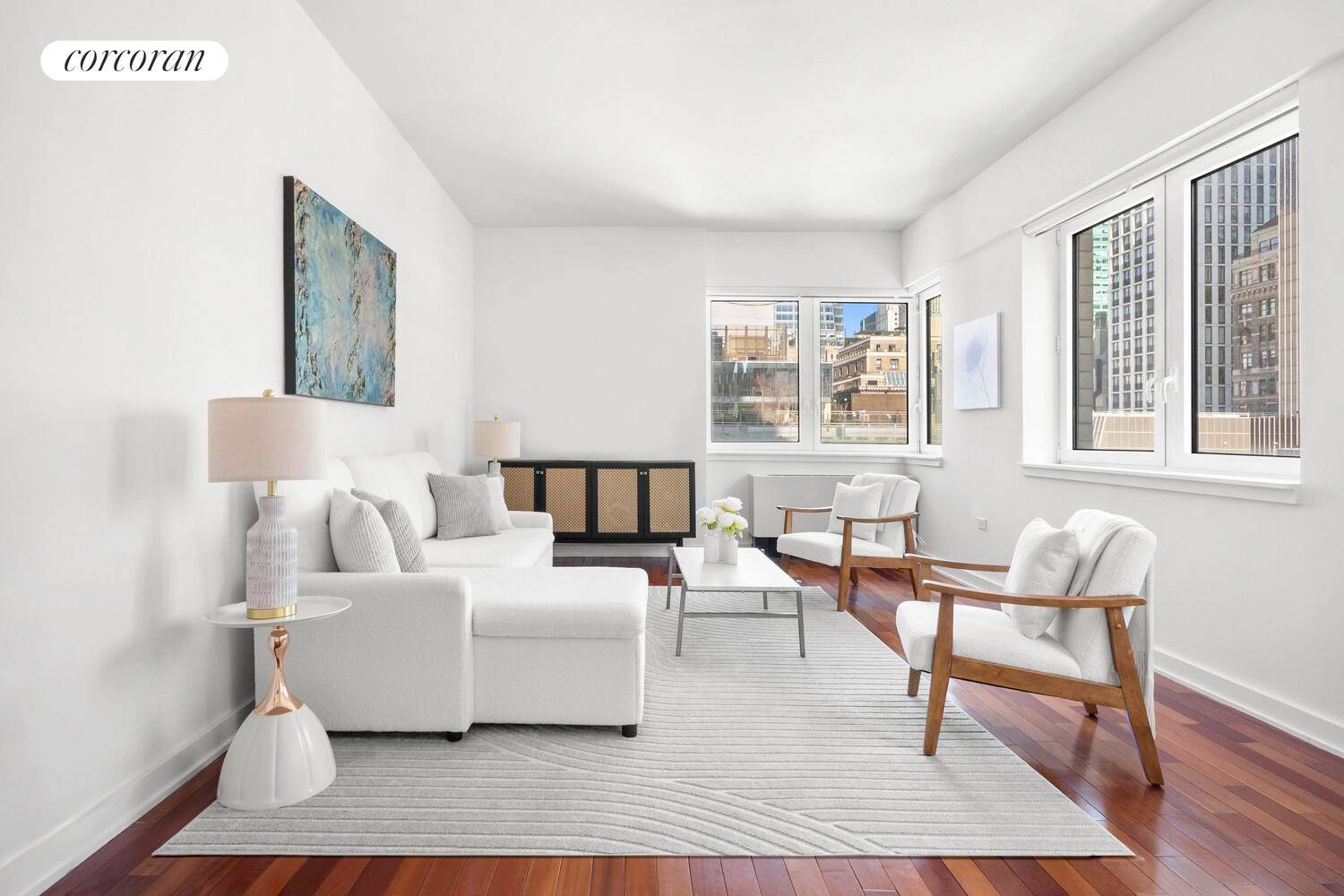 Sunny Corner Sanctuary in Prime Midtown Perched on the 22nd floor, this bright and serene one bedroom residence offers sweeping skyline views and exceptional value in a premier Midtown location.