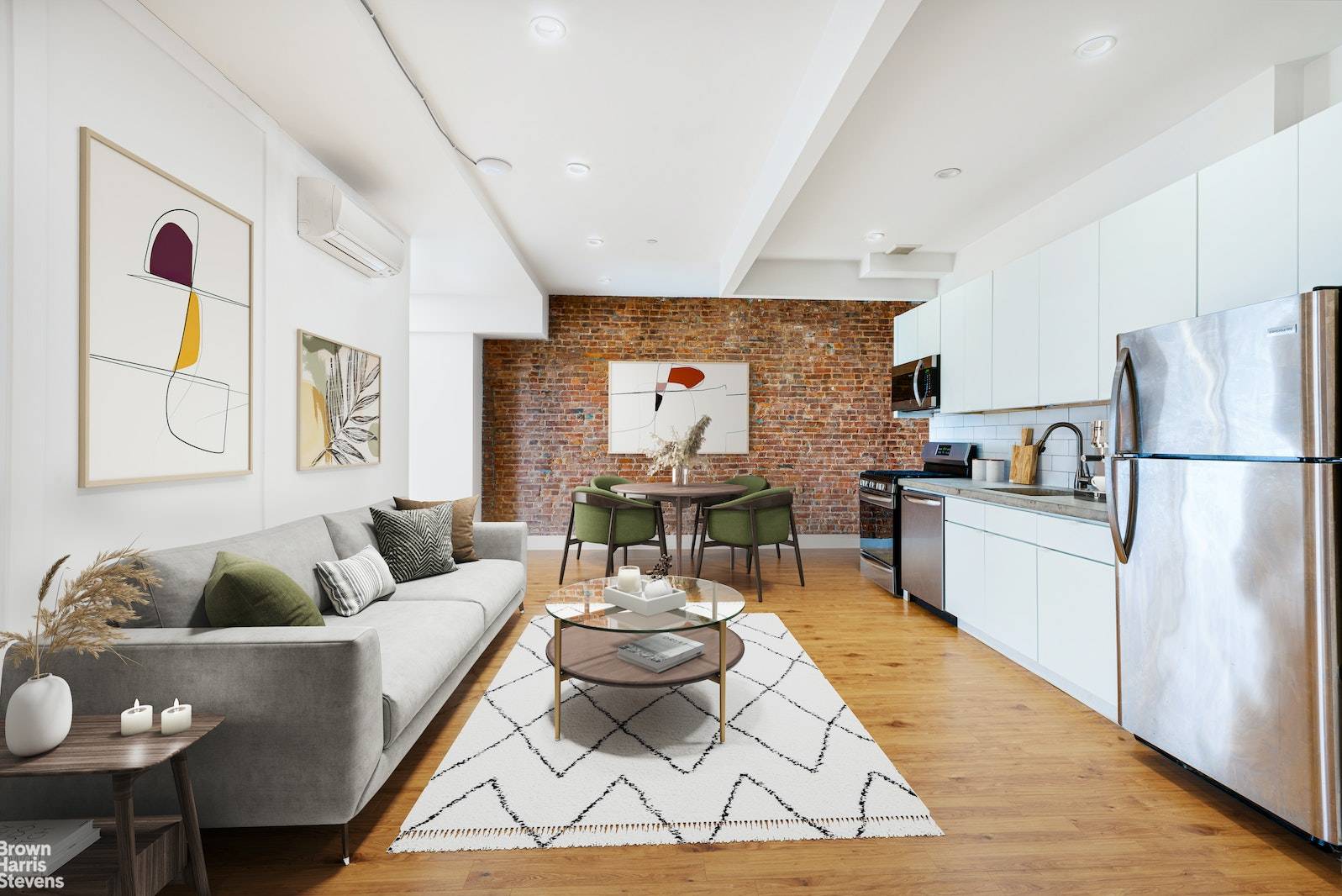 Renovated apartment with modern kitchen on Wilson Avenue in BushwickThis apartment features a renovated kitchen with full sized stainless steel appliances, ample closet space, and hardwood floors throughout.