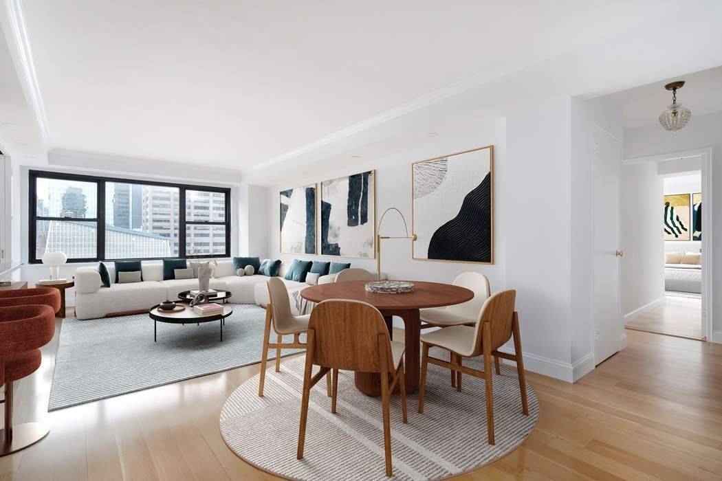 Located on the 19th floor, this beautifully renovated 3 Bedroom and 2 Bath apartment is flooded with southern light.