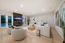 family room with double sided gas fireplace