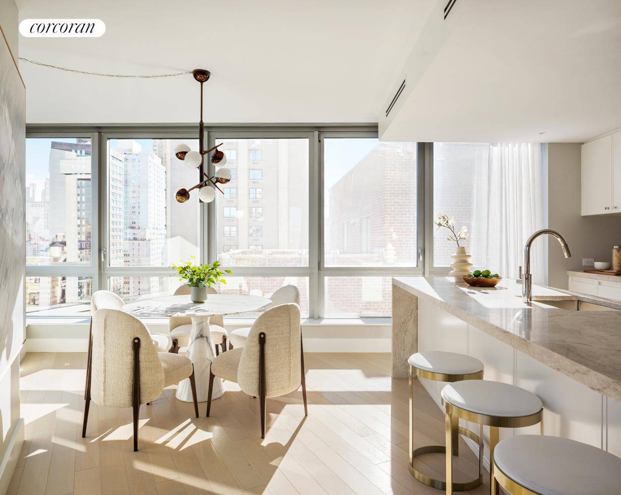 Grand and unique layout boasts Central Park and city views straight down to Columbus Circle !