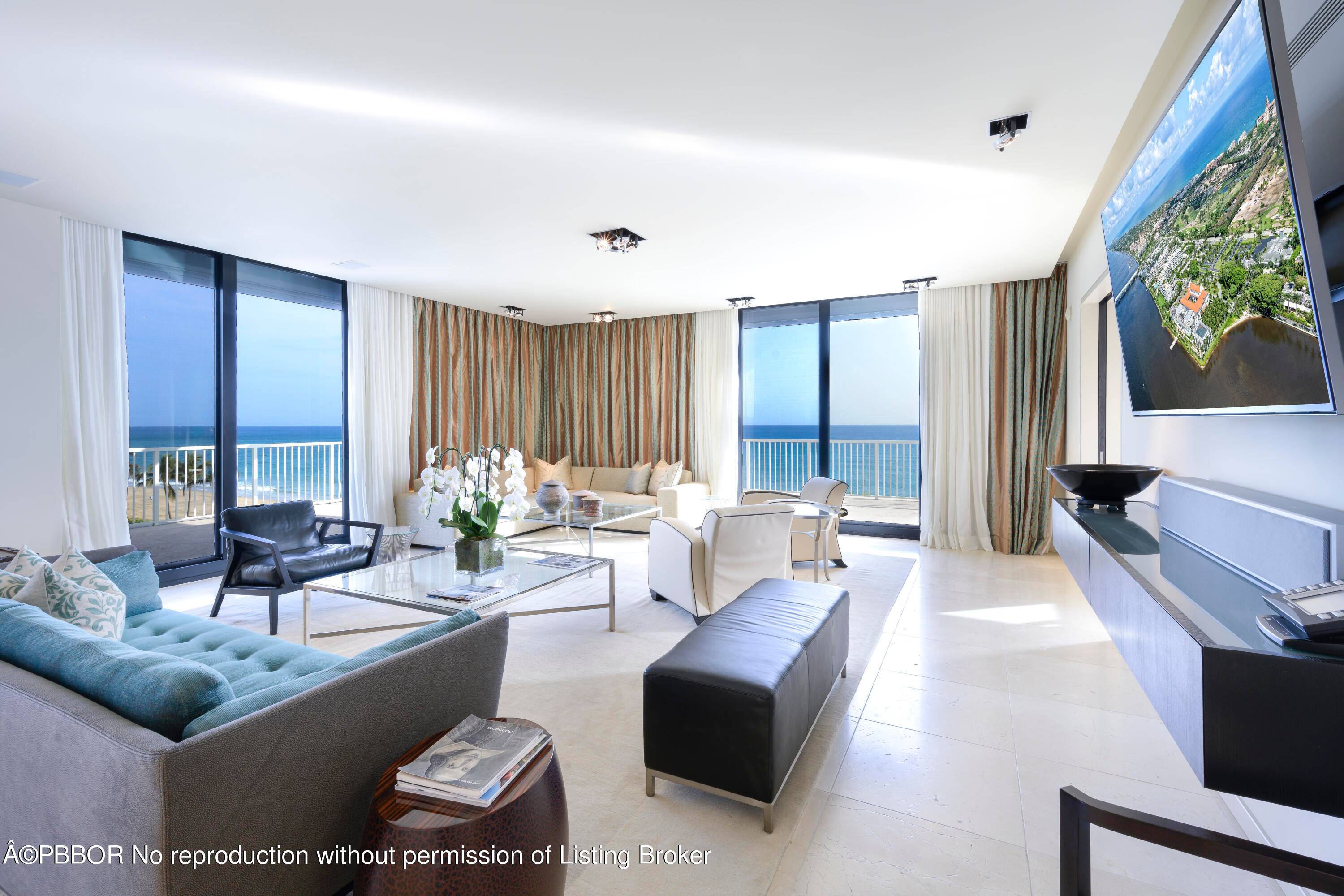 Direct Oceanfront Penthouse, 3 bedrooms, 3 baths, with high ceilings, surrounded by an additional 1, 450 SF wrap around terrace.